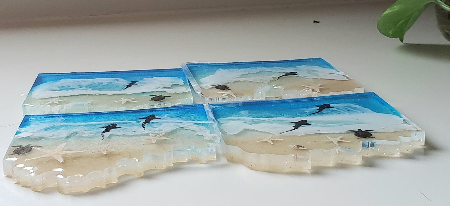 Sea scape coasters /Beach Coasters/Ocean coasters