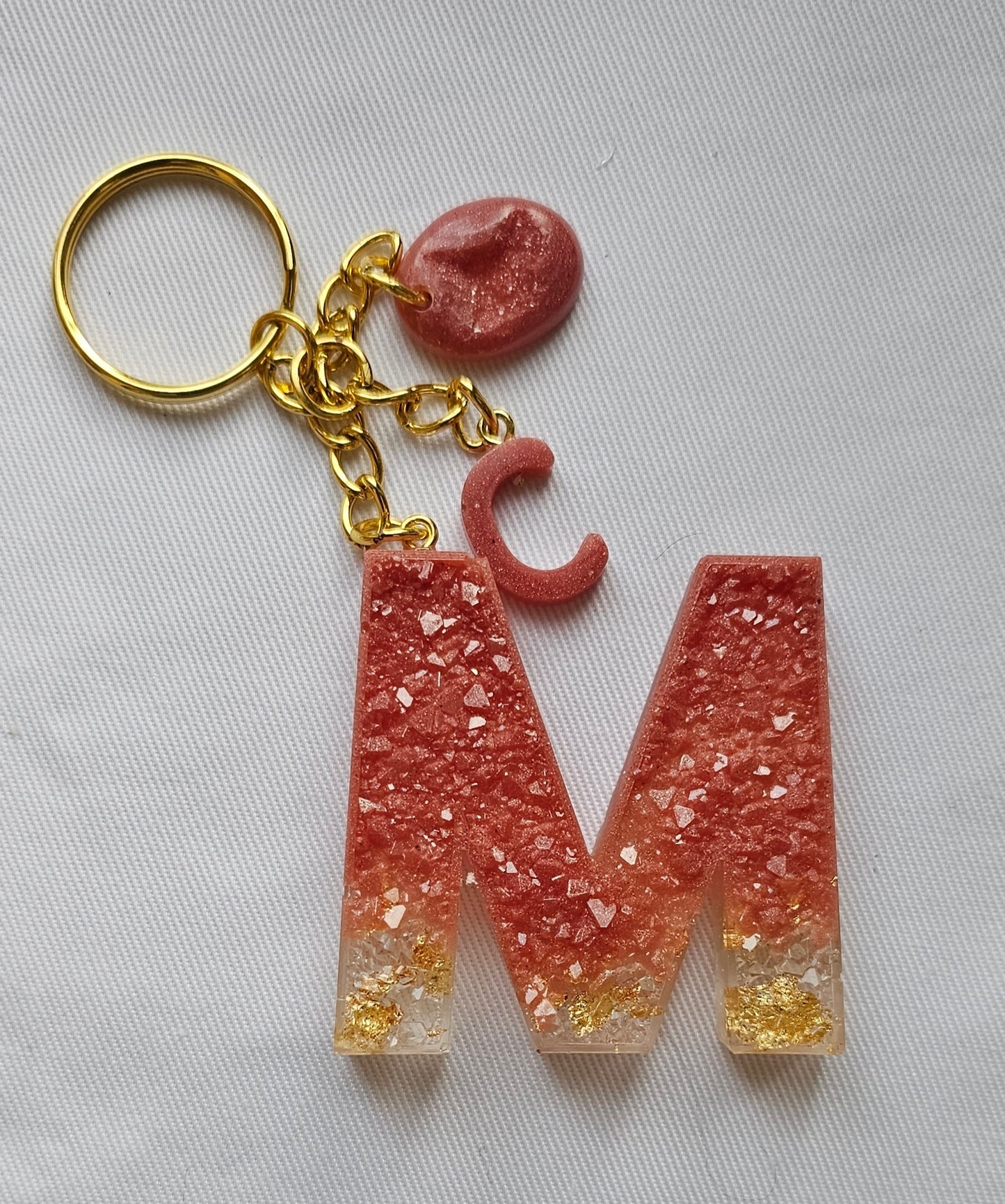 Druzy keychain Letter/ crystal letter keychain/ resin Keychain