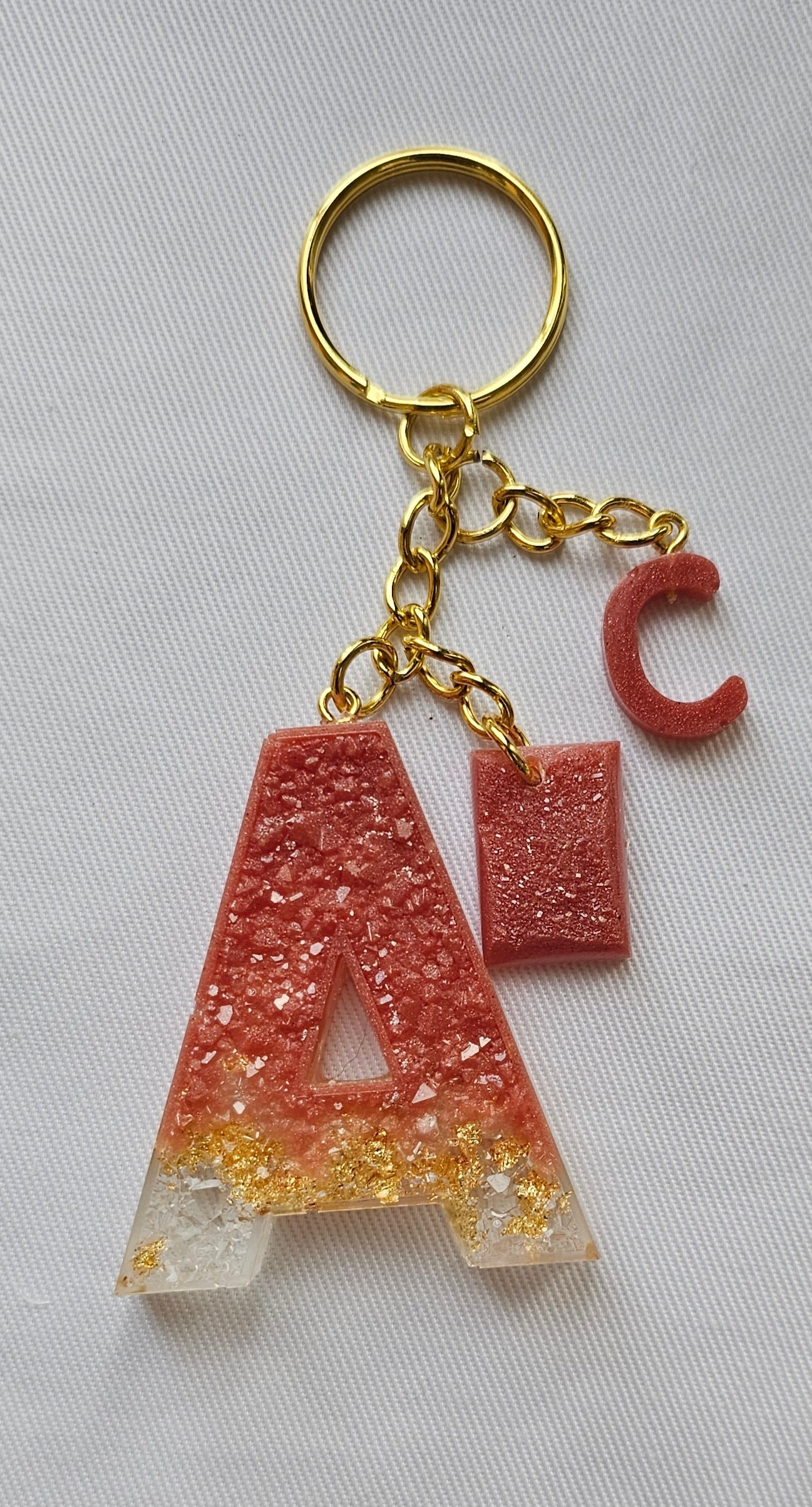 Druzy keychain Letter/ crystal letter keychain/ resin Keychain