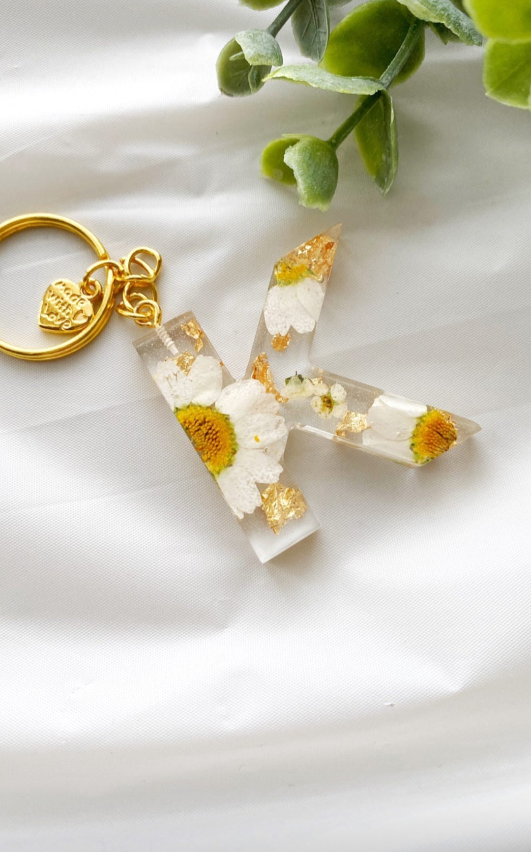 Flower letter keychain