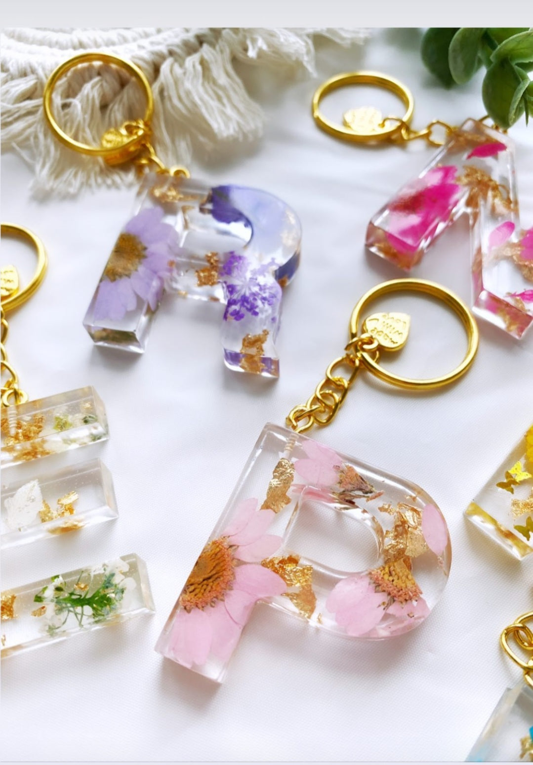Floral Letter Keychains