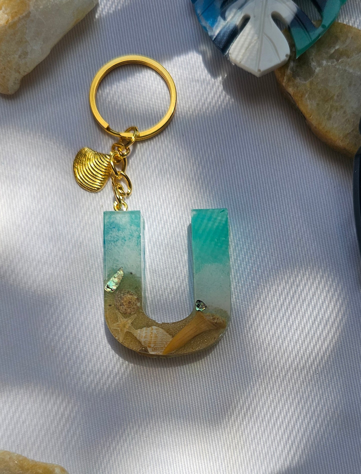 Beach  Letter Keychain