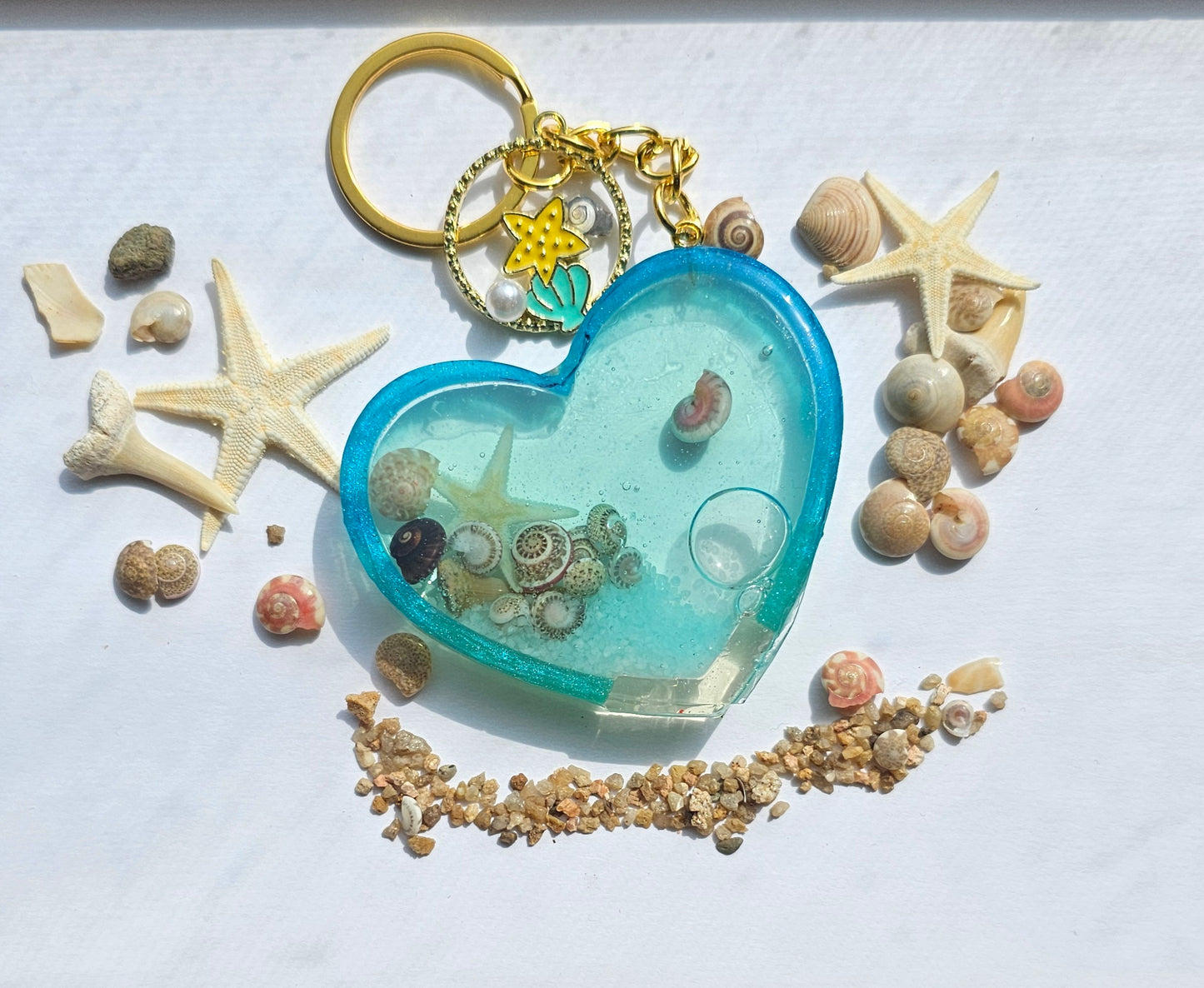 Ocean globe resin shaker keychain/handmade