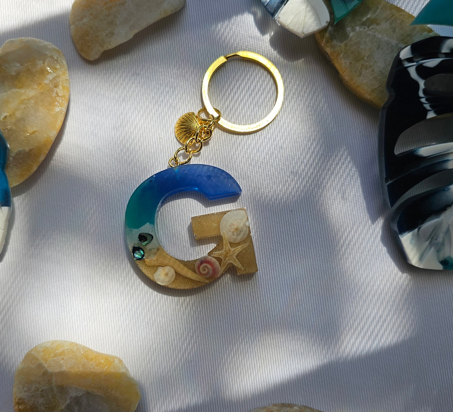 Beach  Letter Keychain