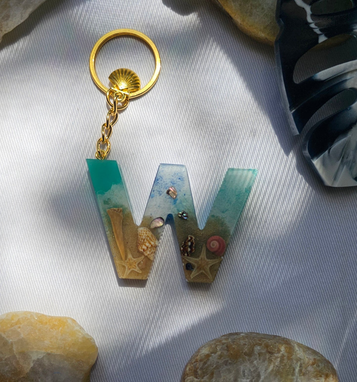 Beach  Letter Keychain