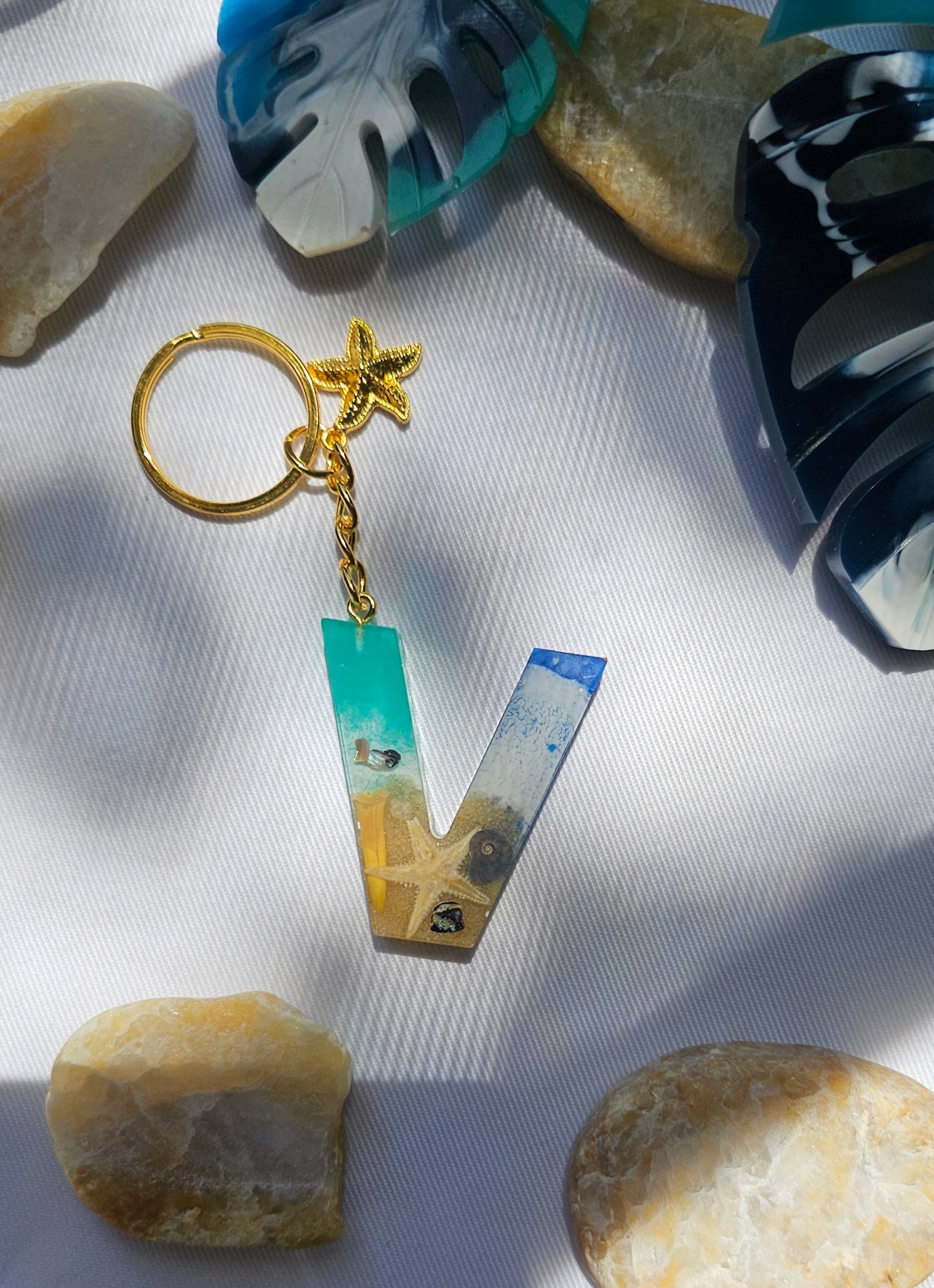 Beach  Letter Keychain
