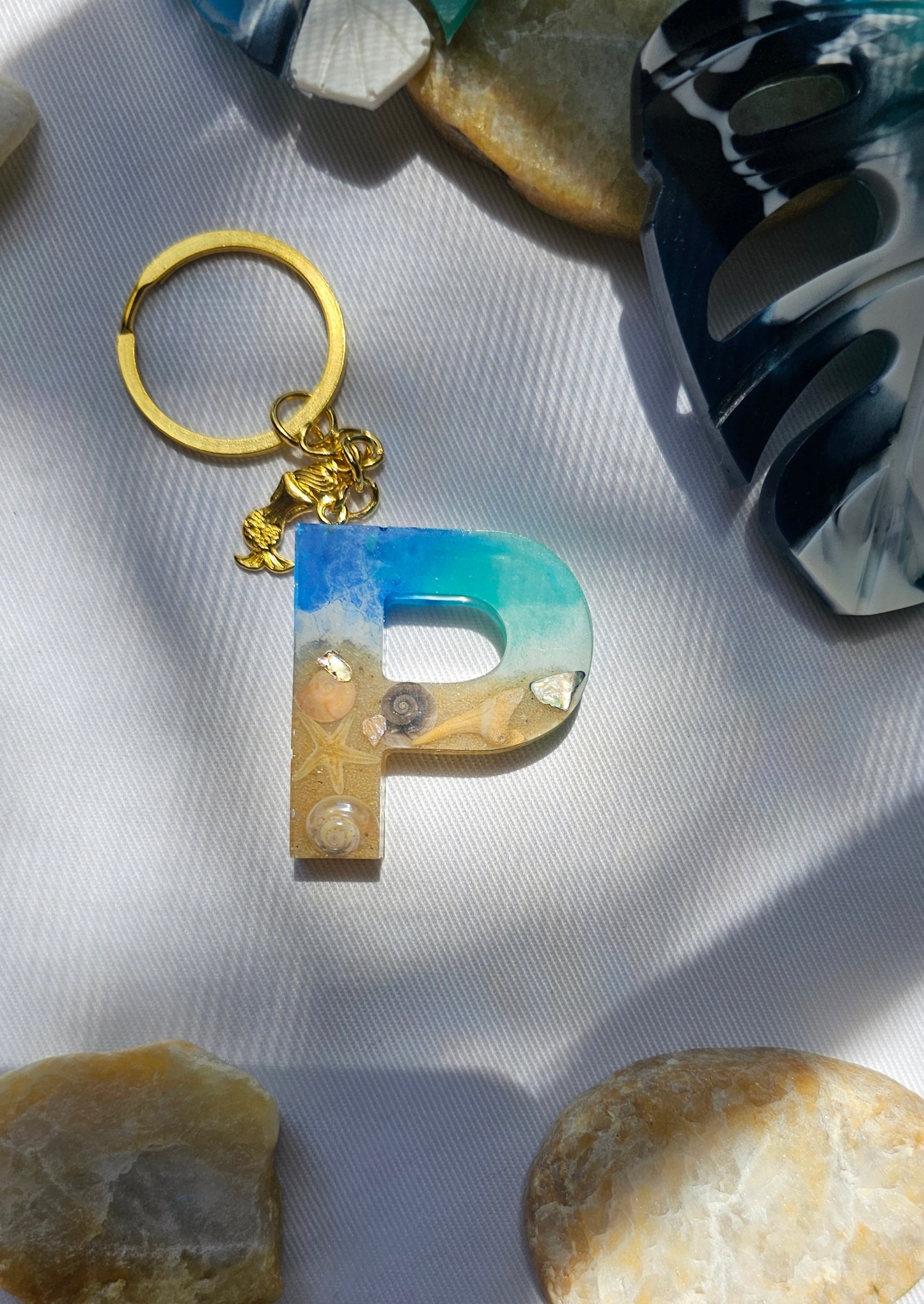 Beach  Letter Keychain