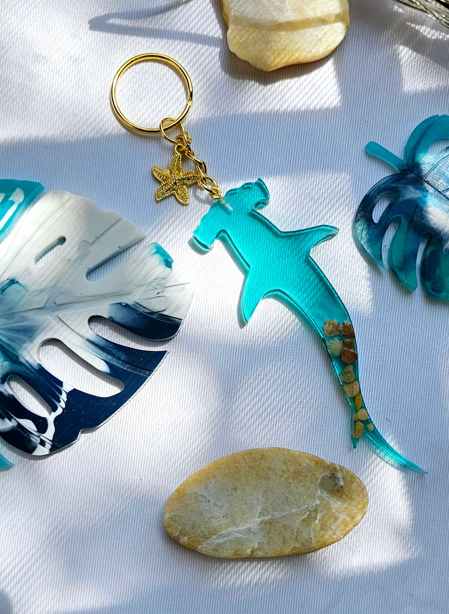 Resin Shark keychain/ with ocean theme beach gift