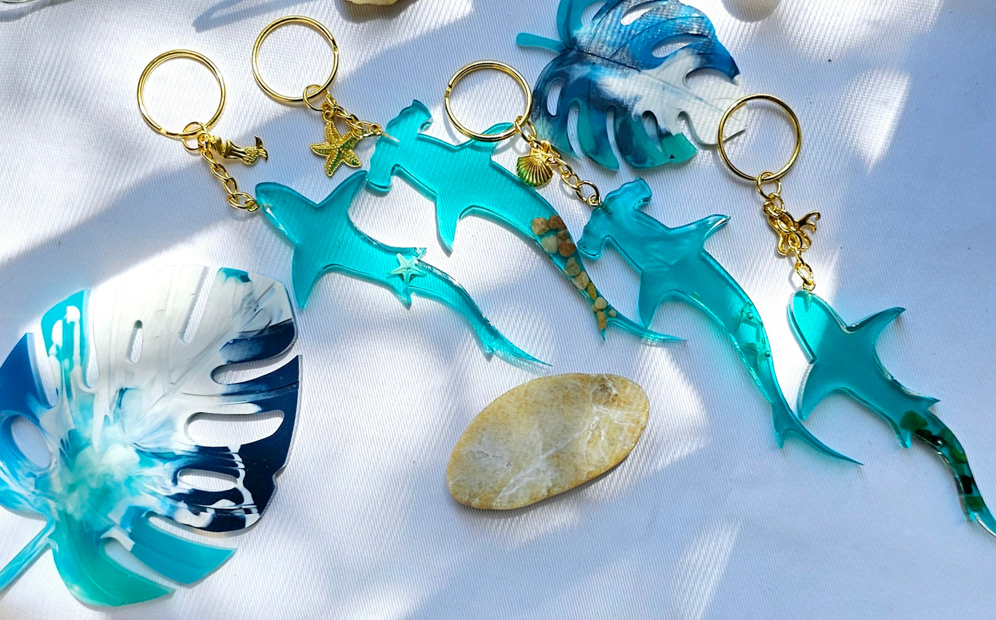 Resin Shark keychain/ with ocean theme beach gift