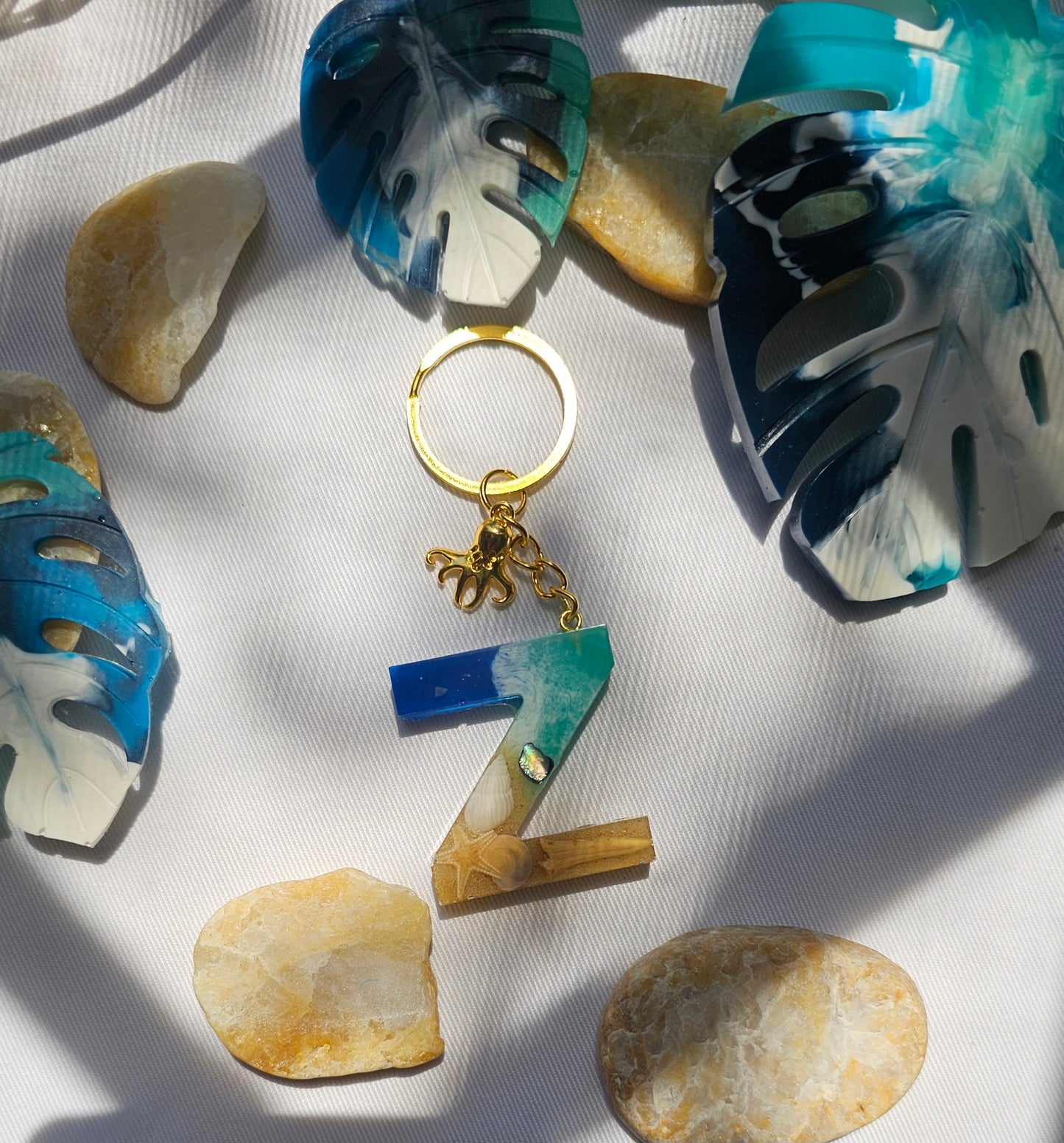 Beach  Letter Keychain