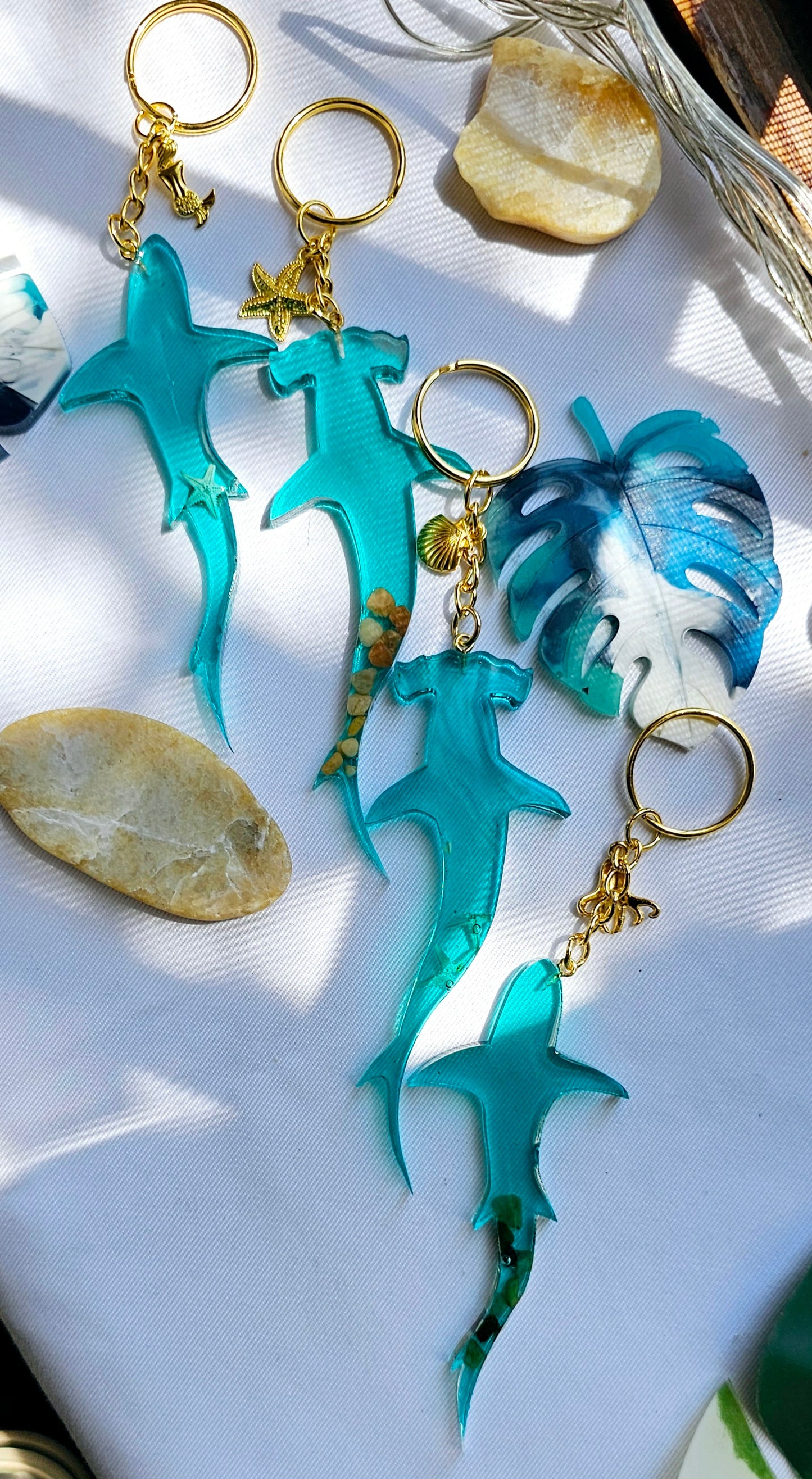 Resin Shark keychain/ with ocean theme beach gift