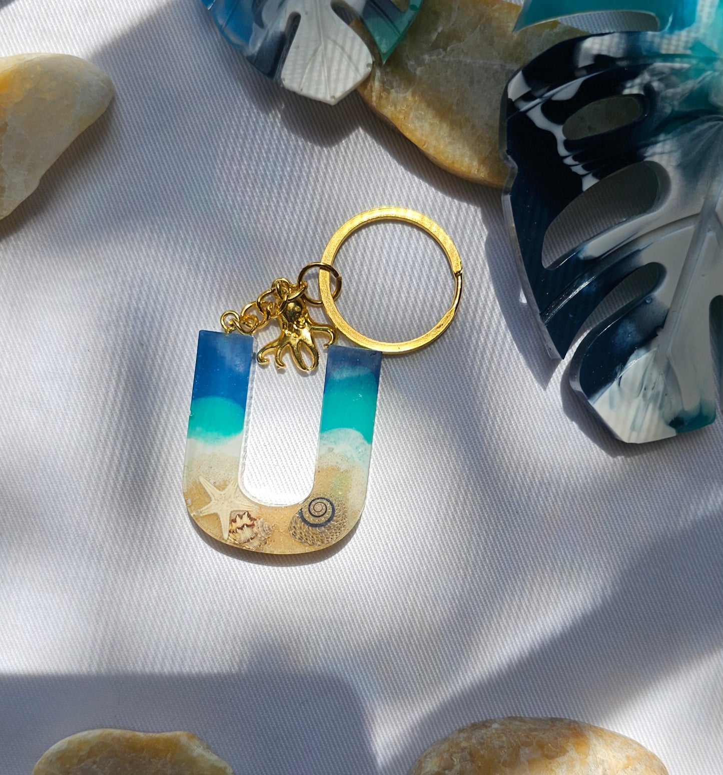 Beach  Letter Keychain