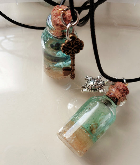 Ocean scenery bottle necklace