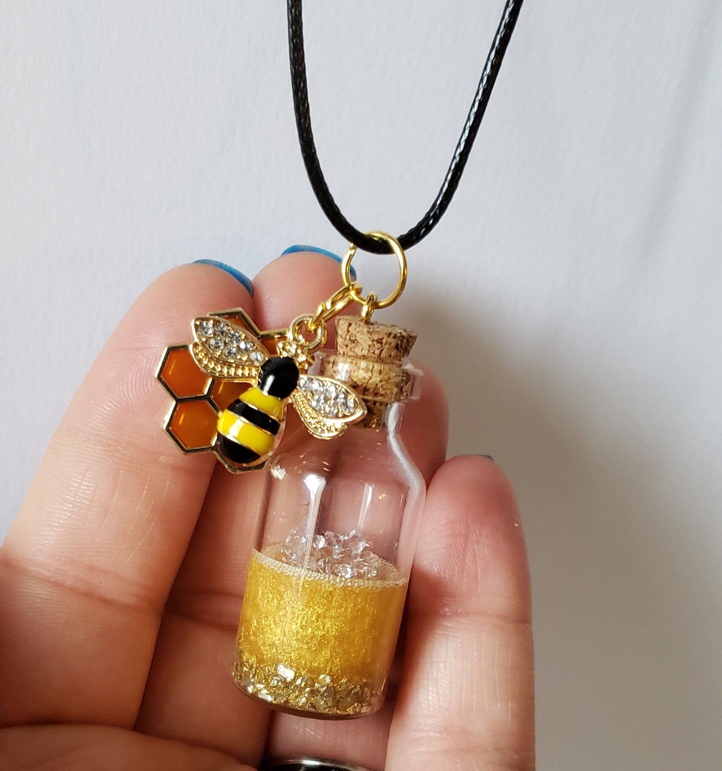 Honey bee bottle necklace