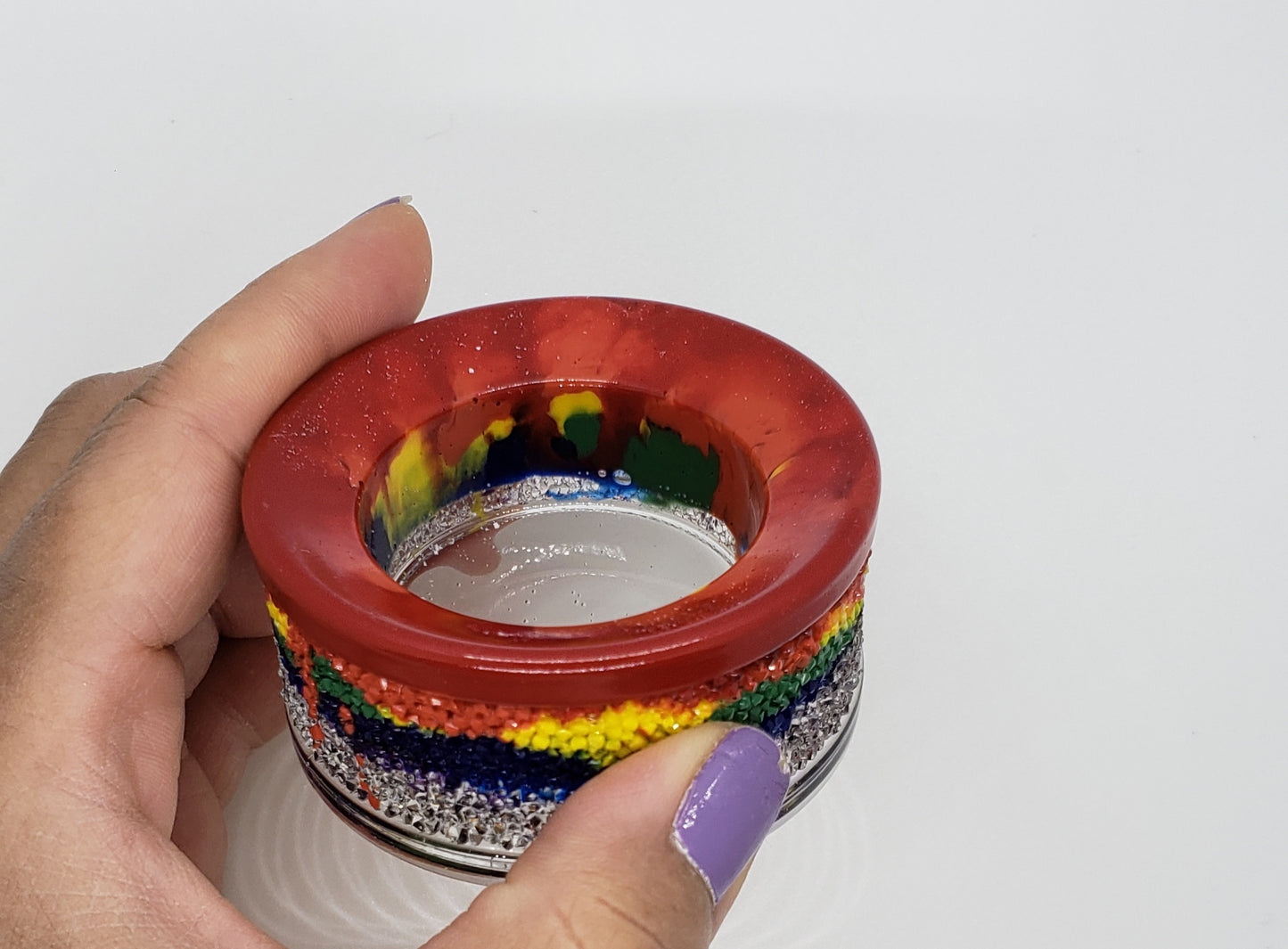 Rainbow tea light candle holder