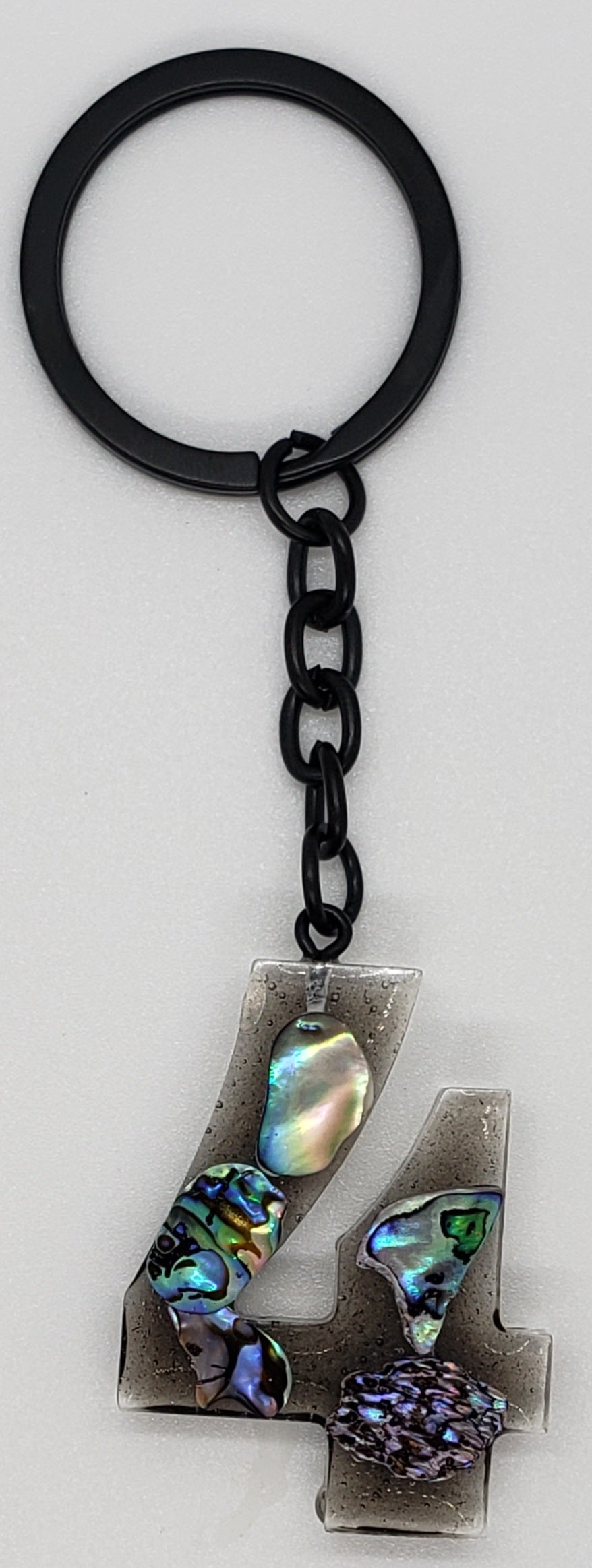 Abalone keychain custom letter initial resin keychain/ Real stones