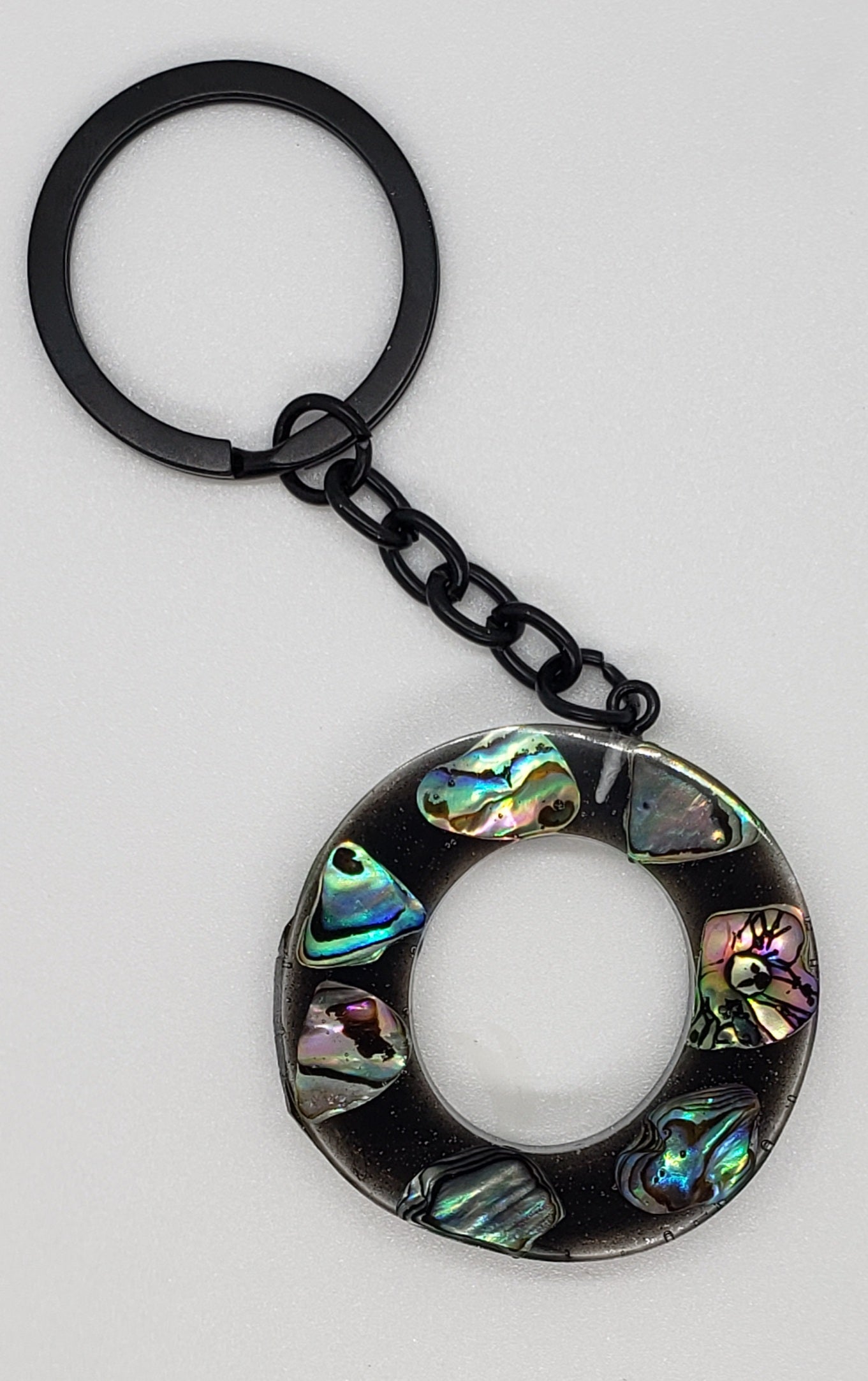 Abalone keychain custom letter initial resin keychain/ Real stones