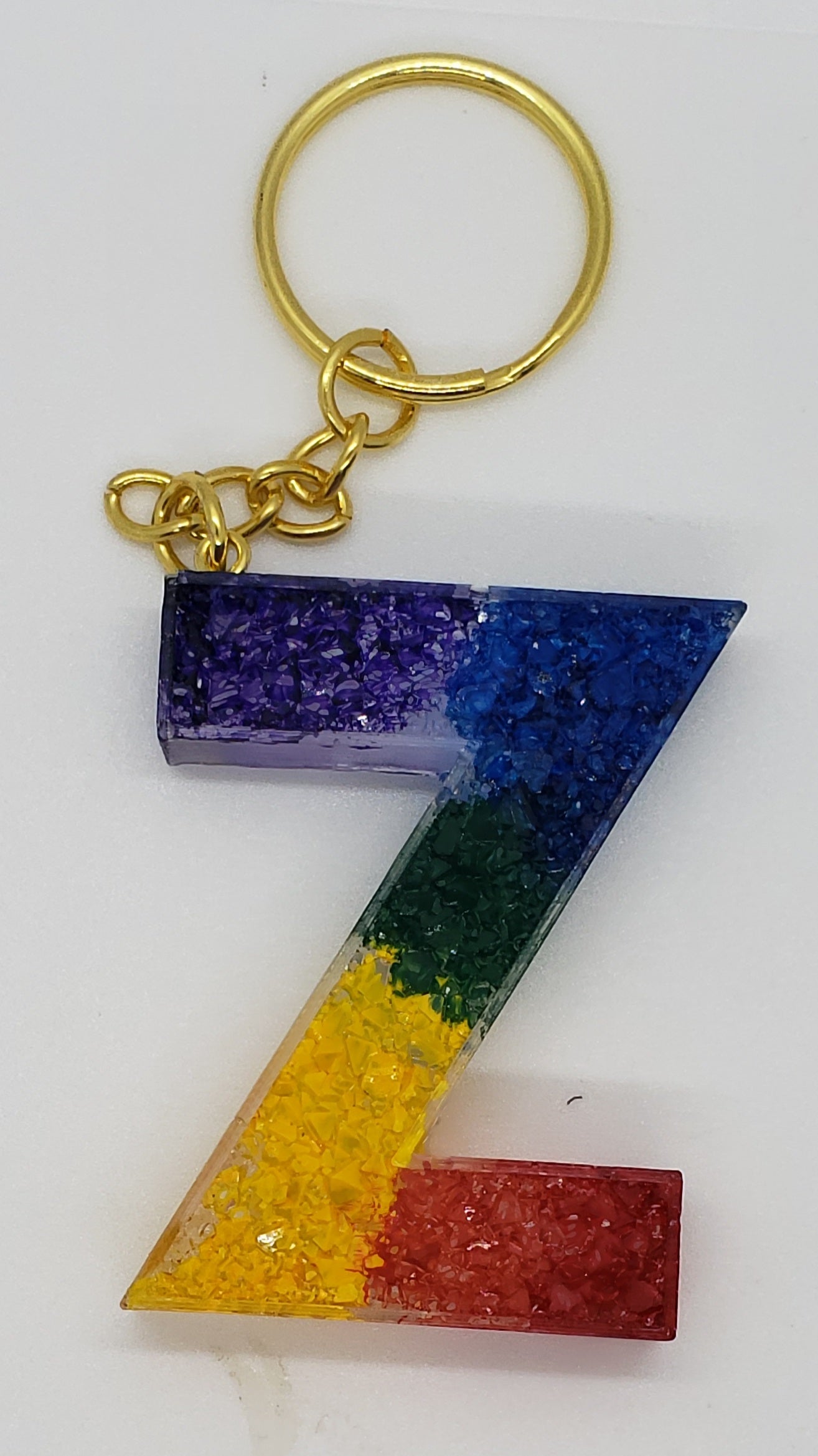 Rainbow Druzy Letter Keychain