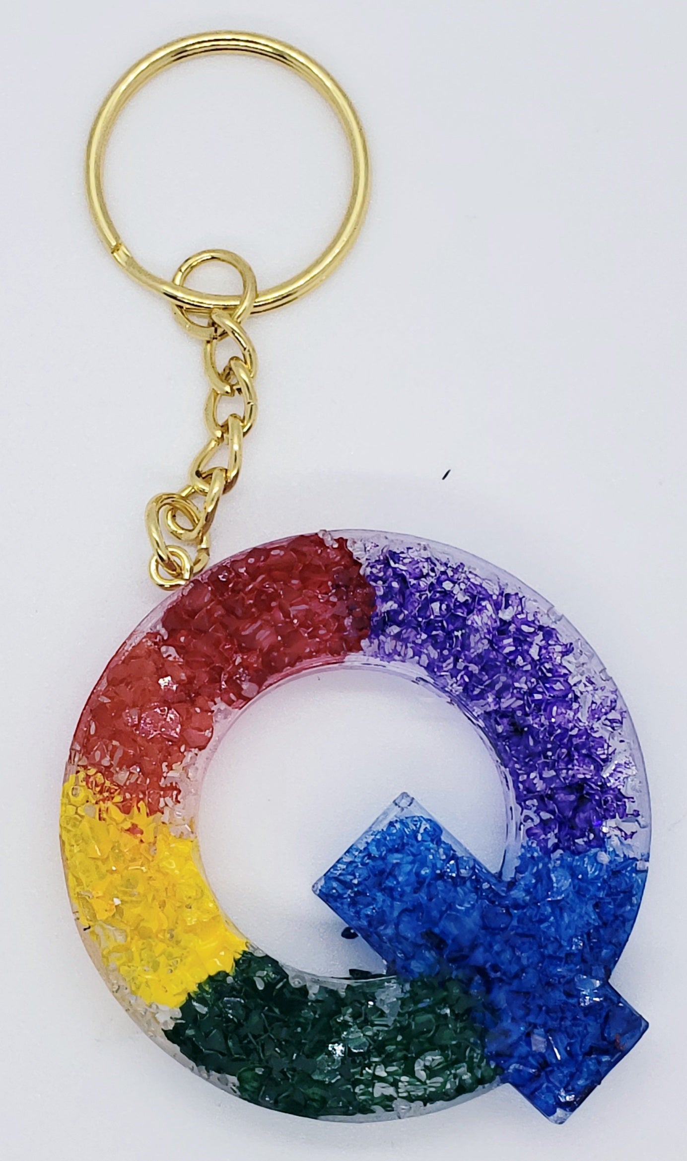 Rainbow Druzy Letter Keychain