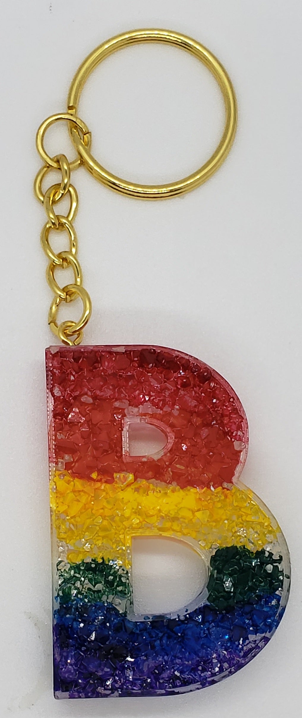 Rainbow Druzy Letter Keychain