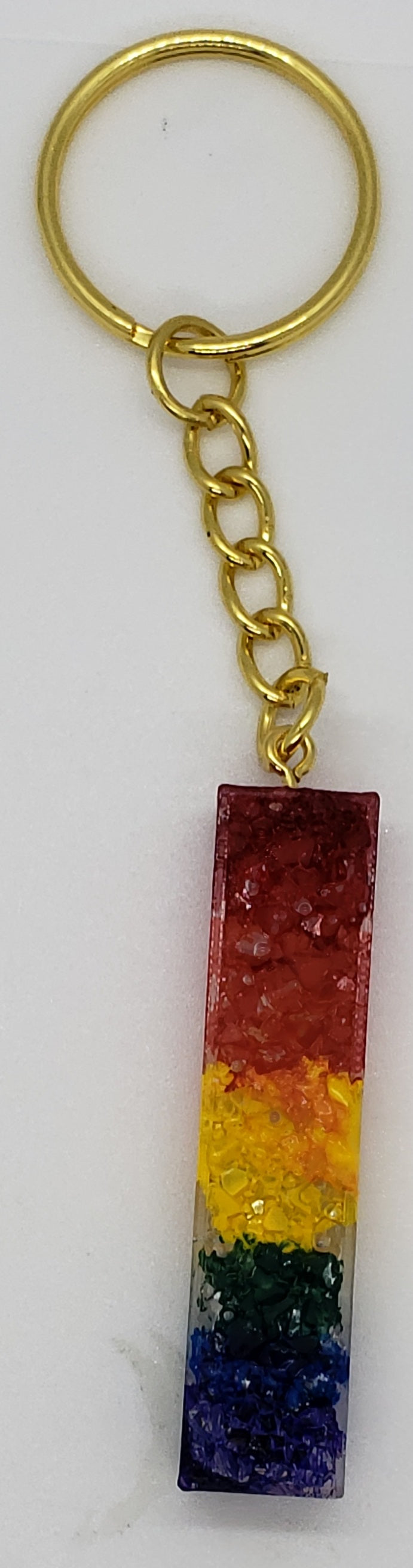 Rainbow Druzy Letter Keychain