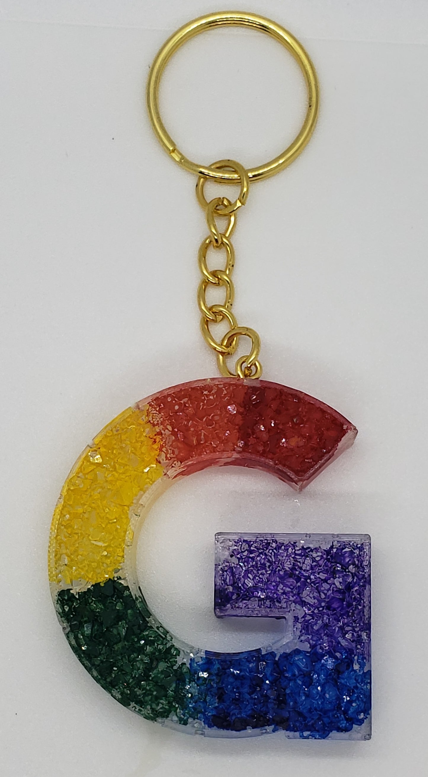 Rainbow Druzy Letter Keychain