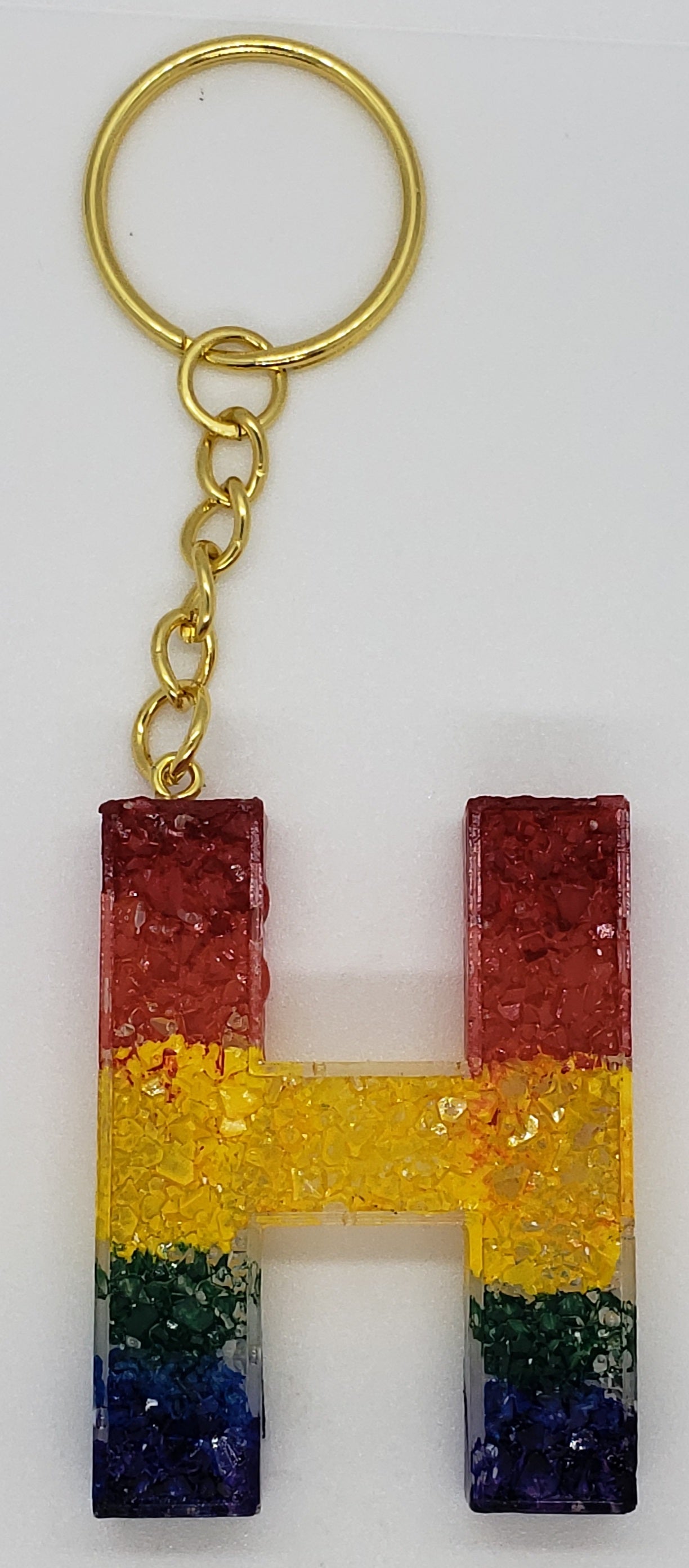 Rainbow Druzy Letter Keychain