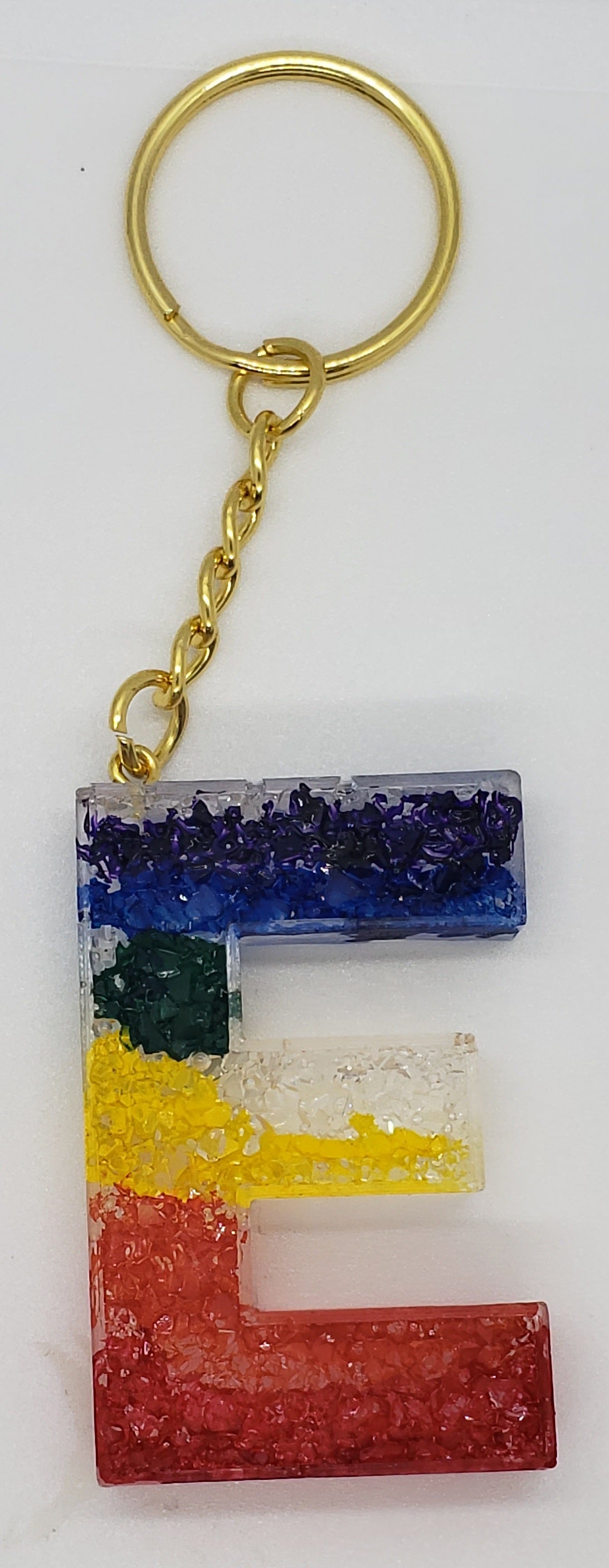 Rainbow Druzy Letter Keychain
