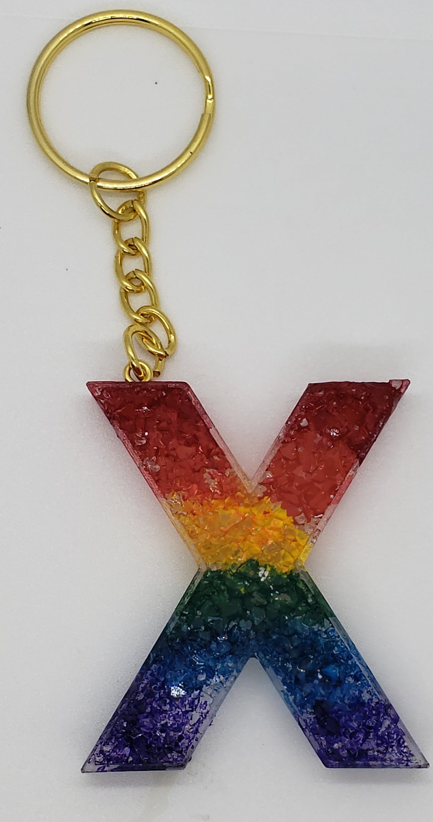 Rainbow Druzy Letter Keychain