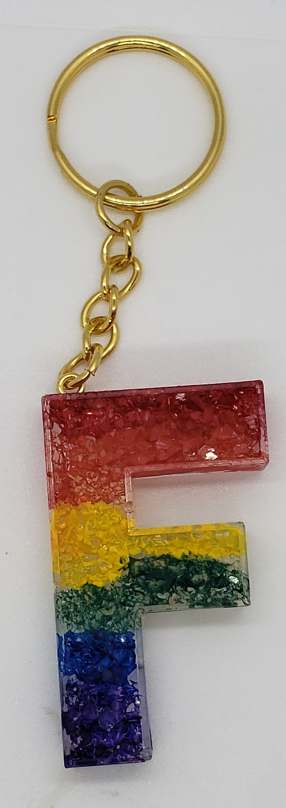 Rainbow Druzy Letter Keychain