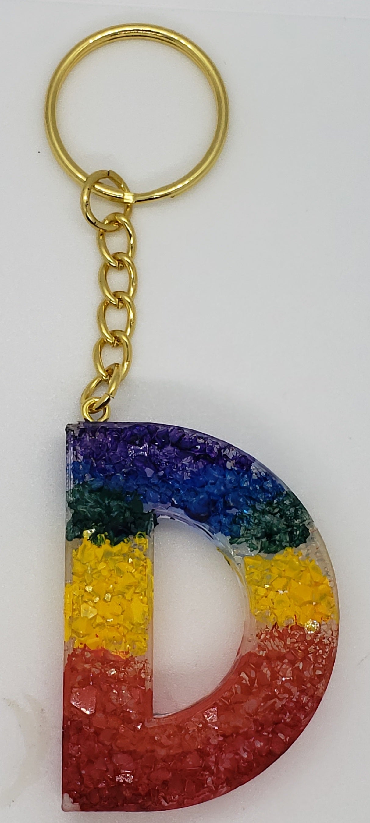 Rainbow Druzy Letter Keychain