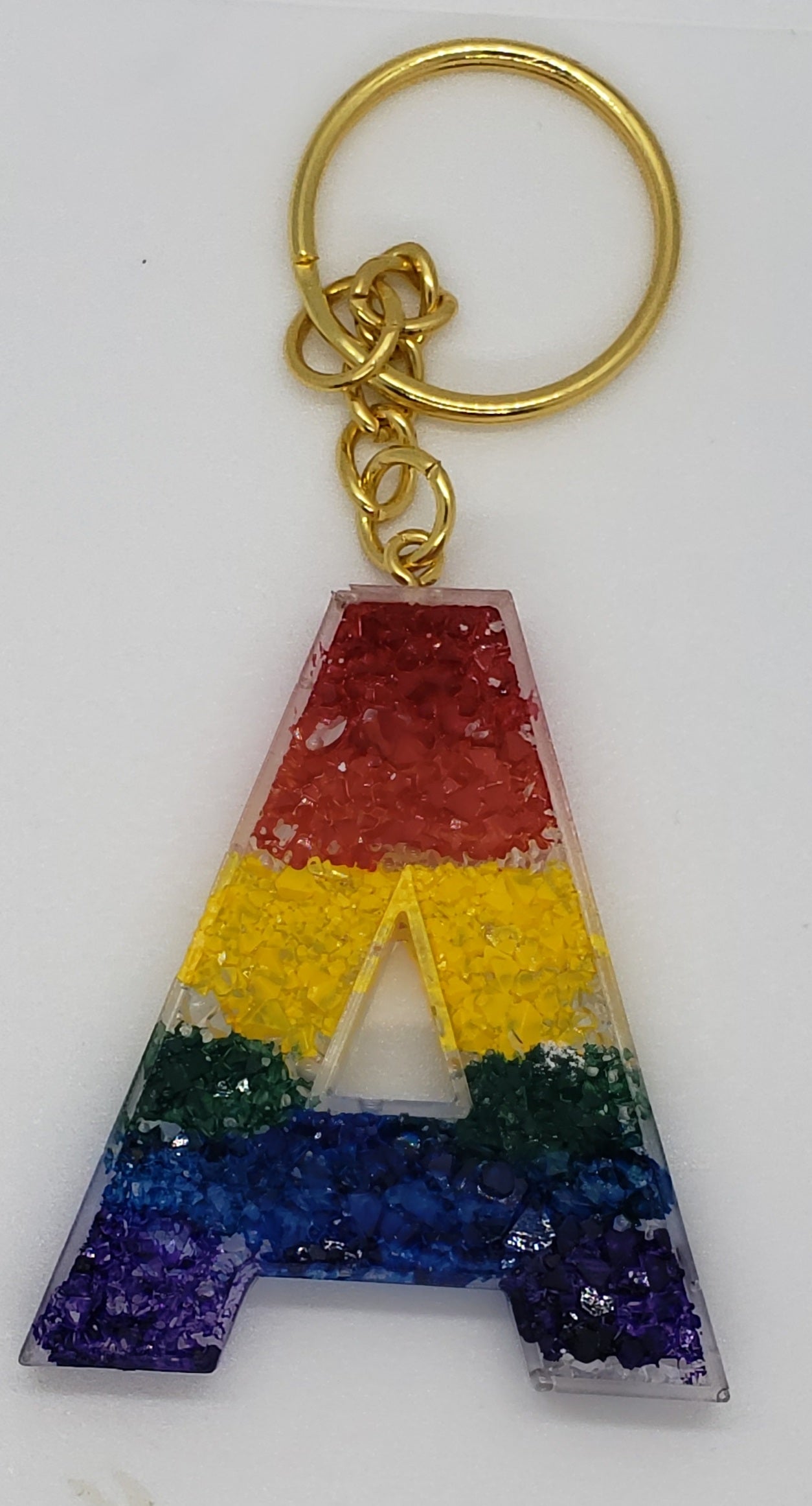 Rainbow Druzy Letter Keychain