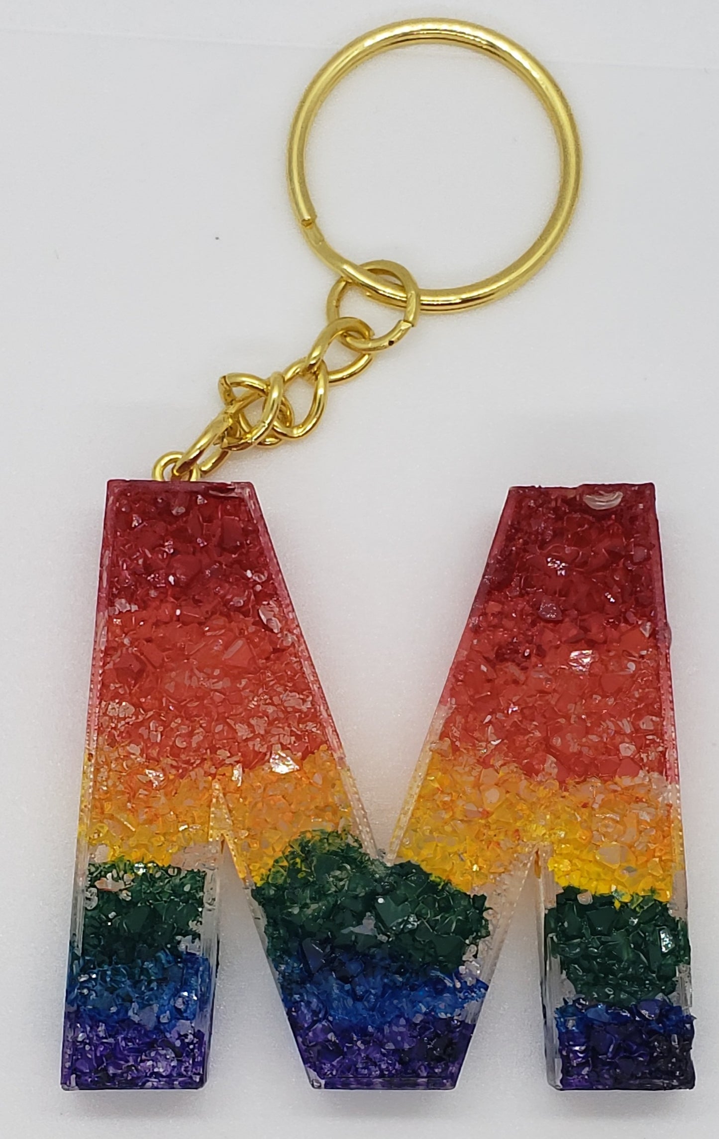 Rainbow Druzy Letter Keychain
