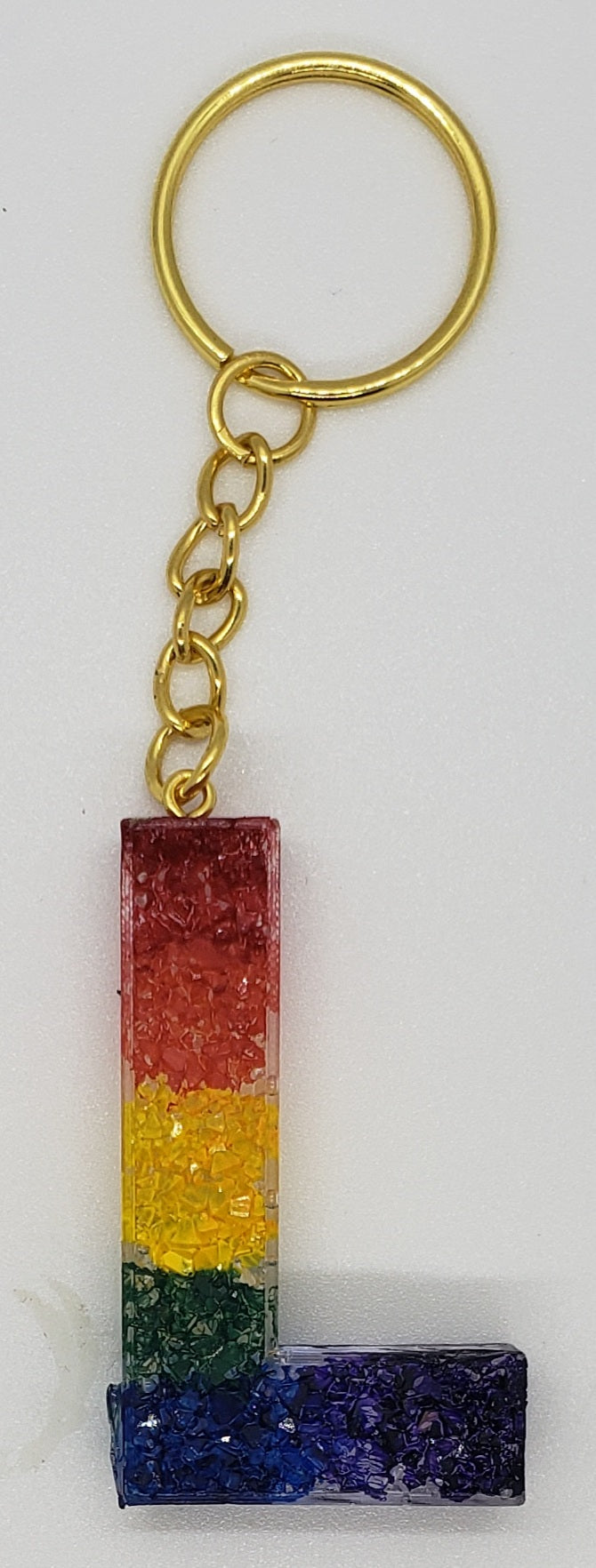 Rainbow Druzy Letter Keychain