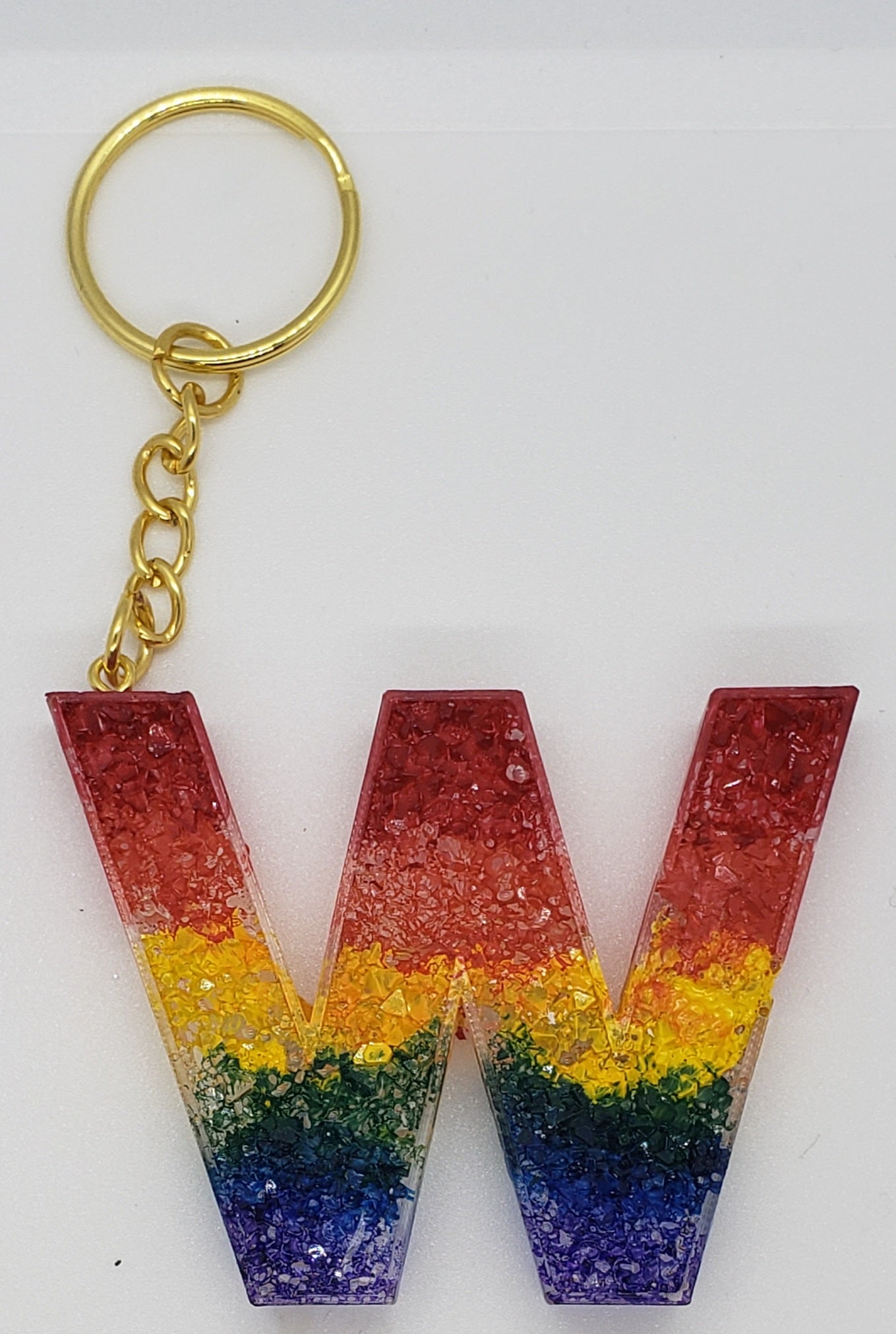 Rainbow Druzy Letter Keychain
