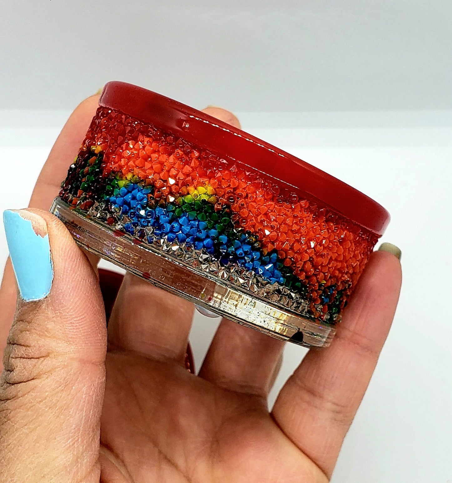 Rainbow tea light candle holder