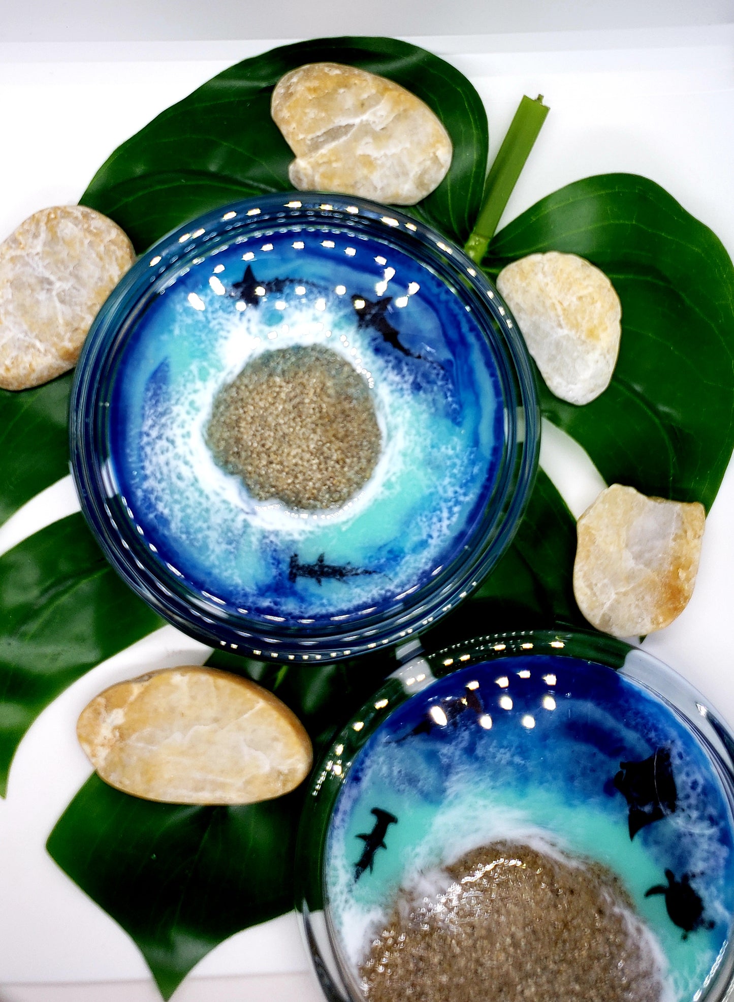 Glass resin ring dish/trinket jewelry dish/beach tray