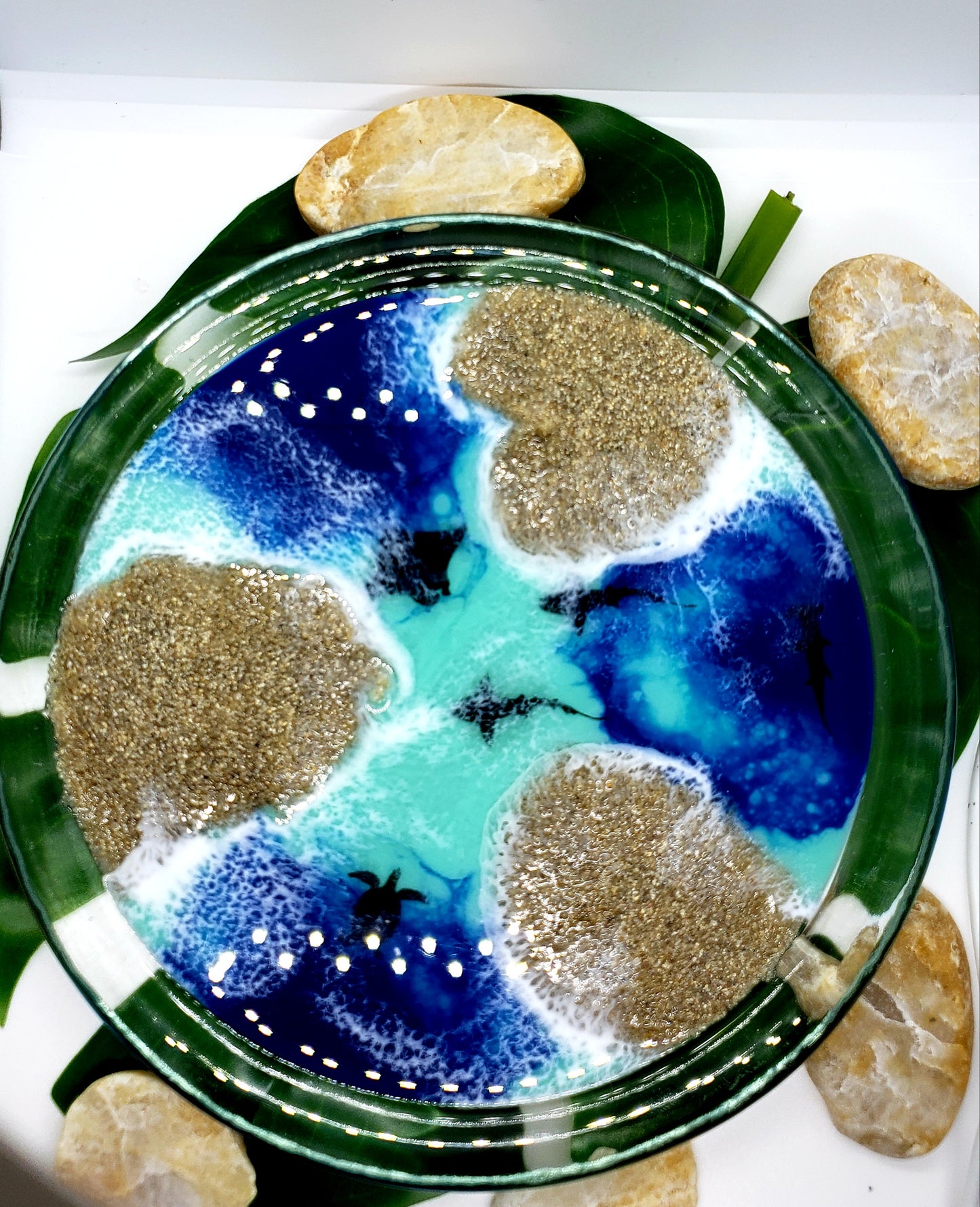 Glass resin ring dish/trinket jewelry dish/beach tray