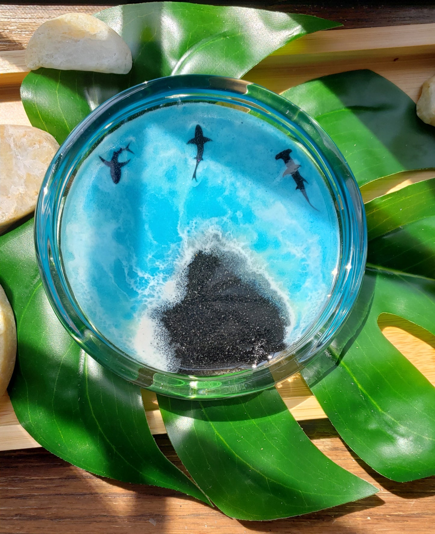 Glass resin ring dish/trinket jewelry dish/beach tray