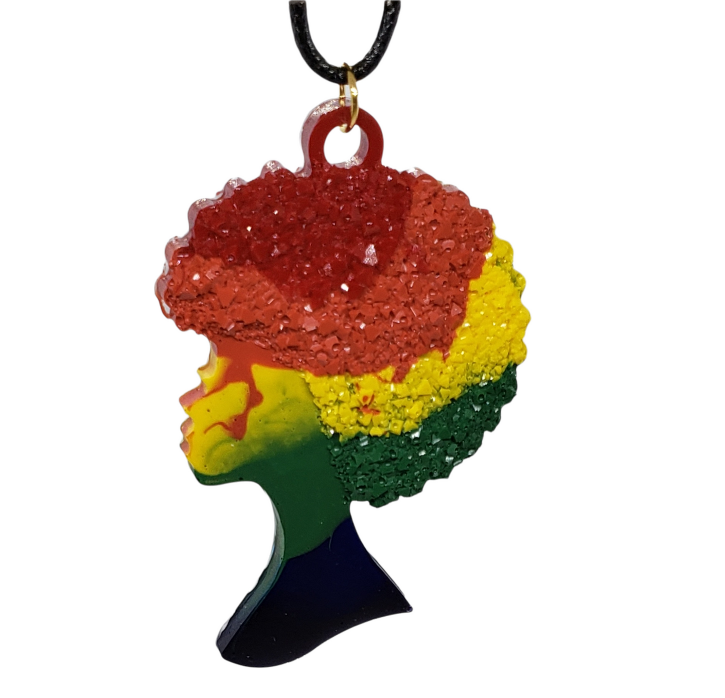 rainbow afro queen necklace