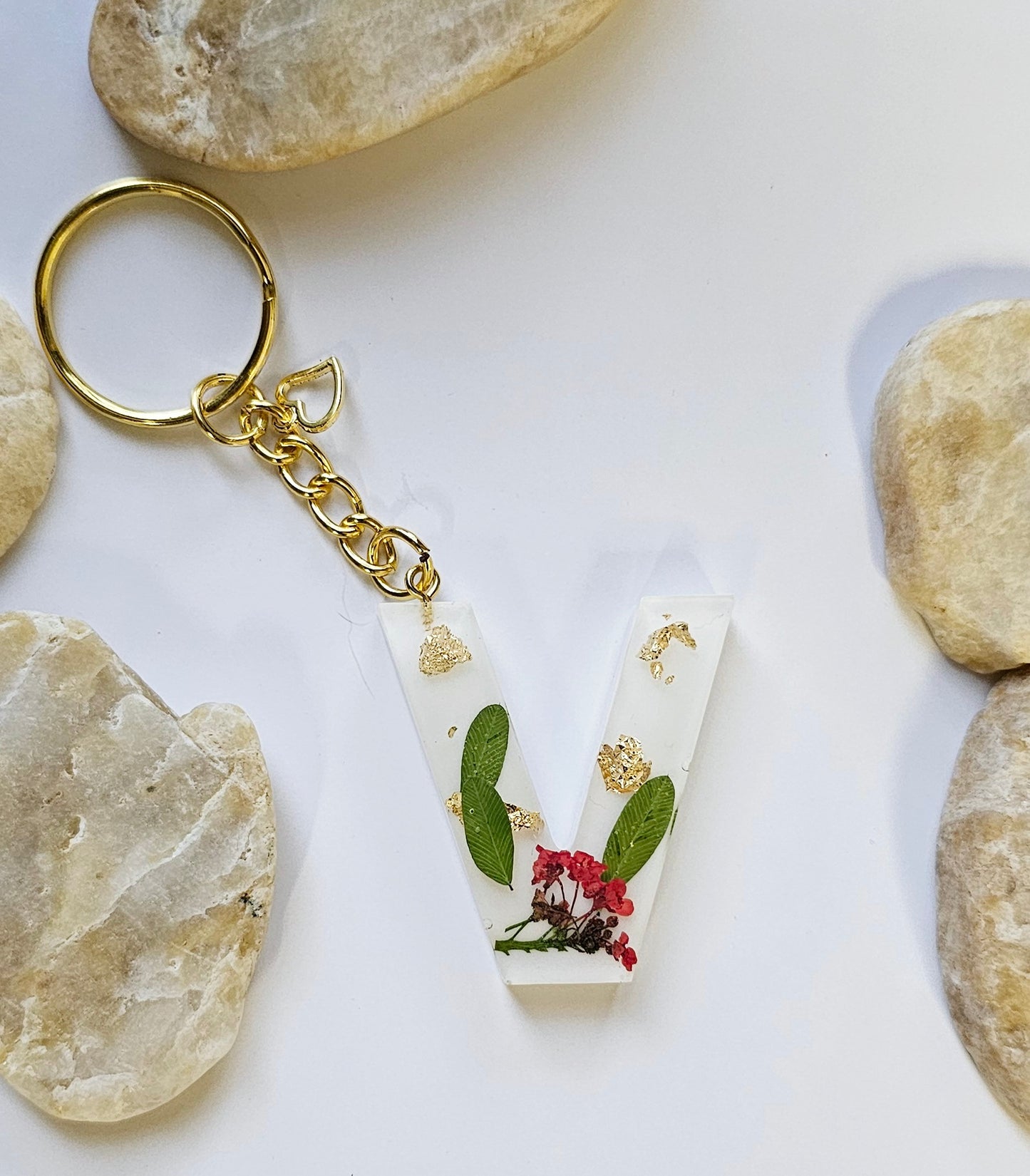 Floral Letter Keychains/ Flower keychains