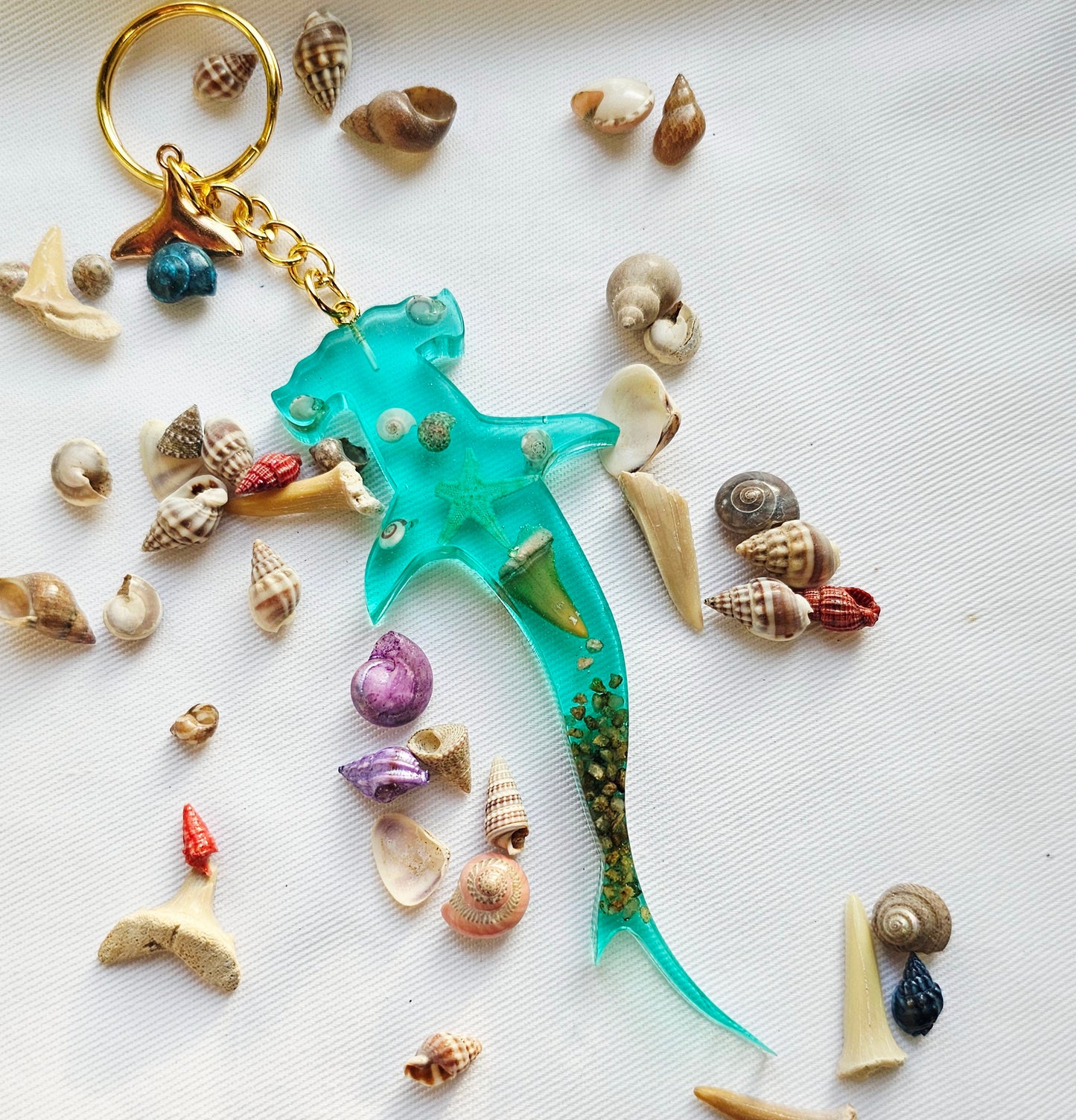 Resin Shark keychain/ with ocean theme beach gift