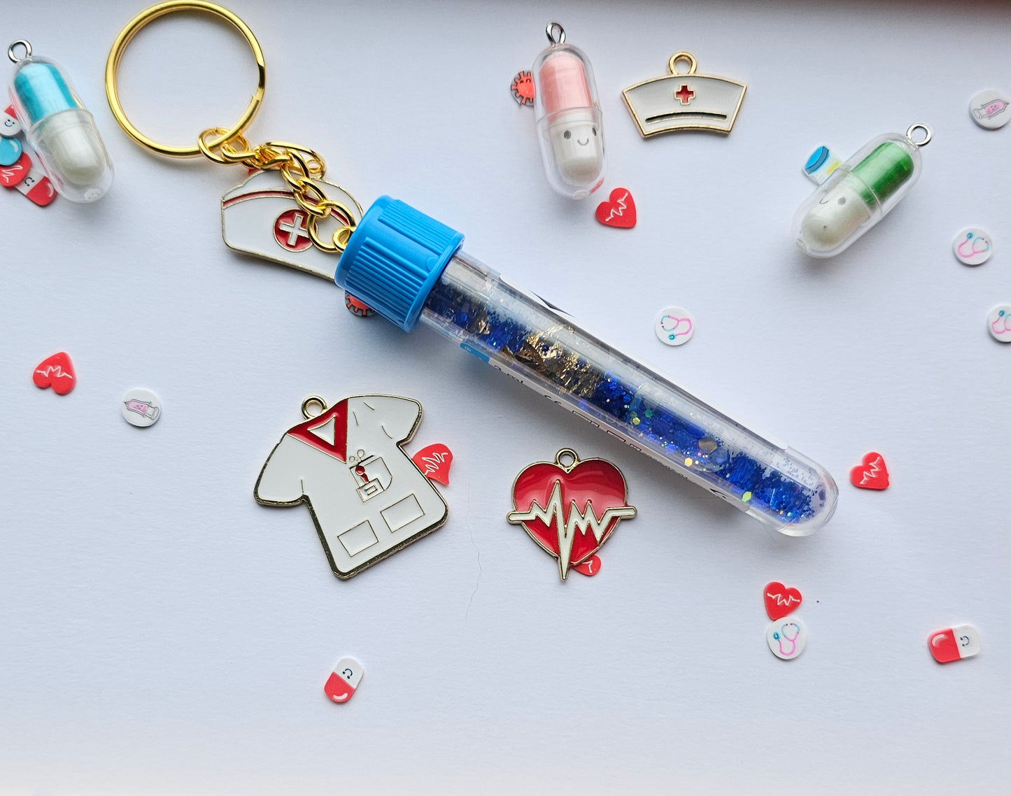 Phlebotomist lab tube keychains/ Blood collection tubes custom medicine, doctor, veterinary,vet lab week