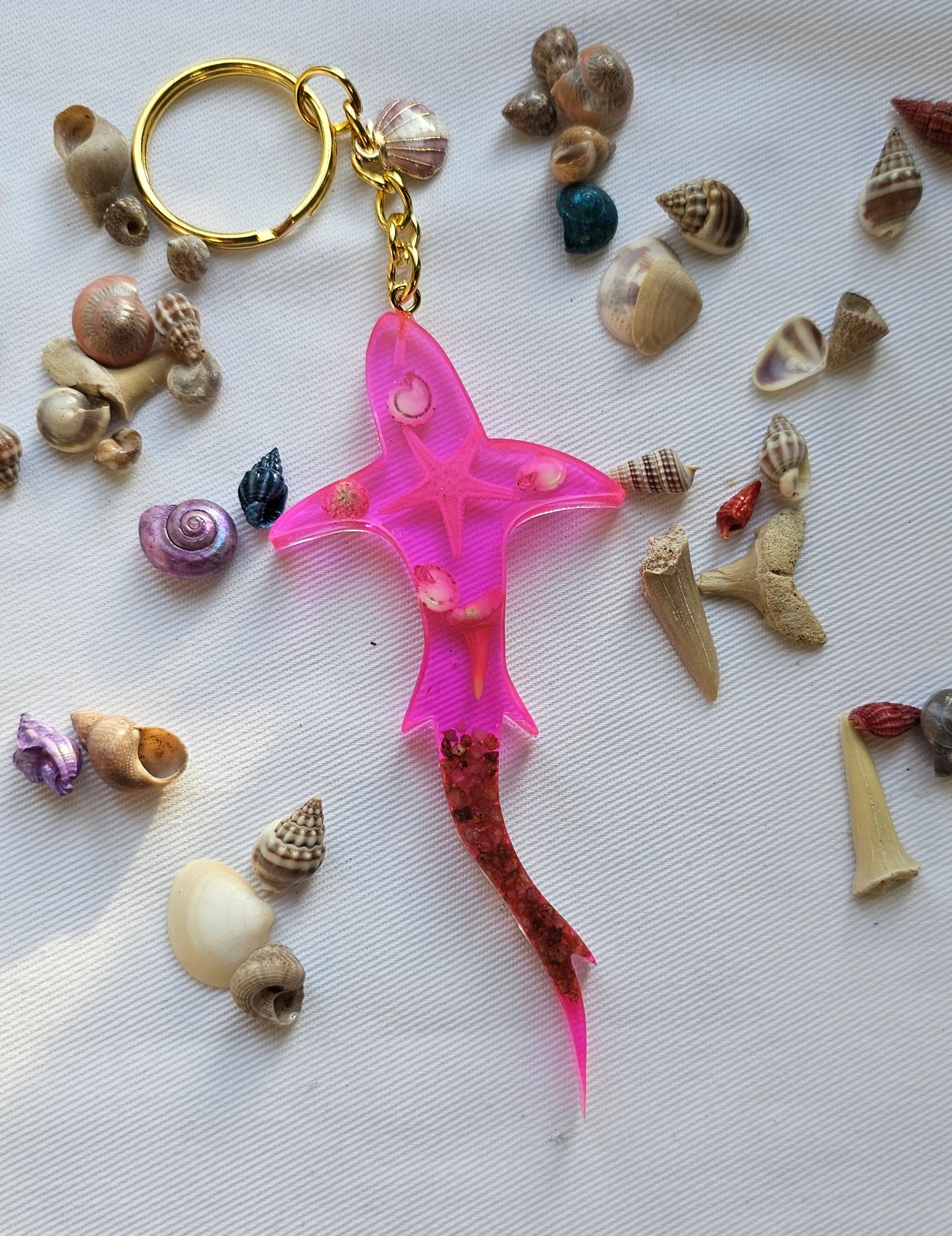 Resin Shark keychain/ with ocean theme beach gift