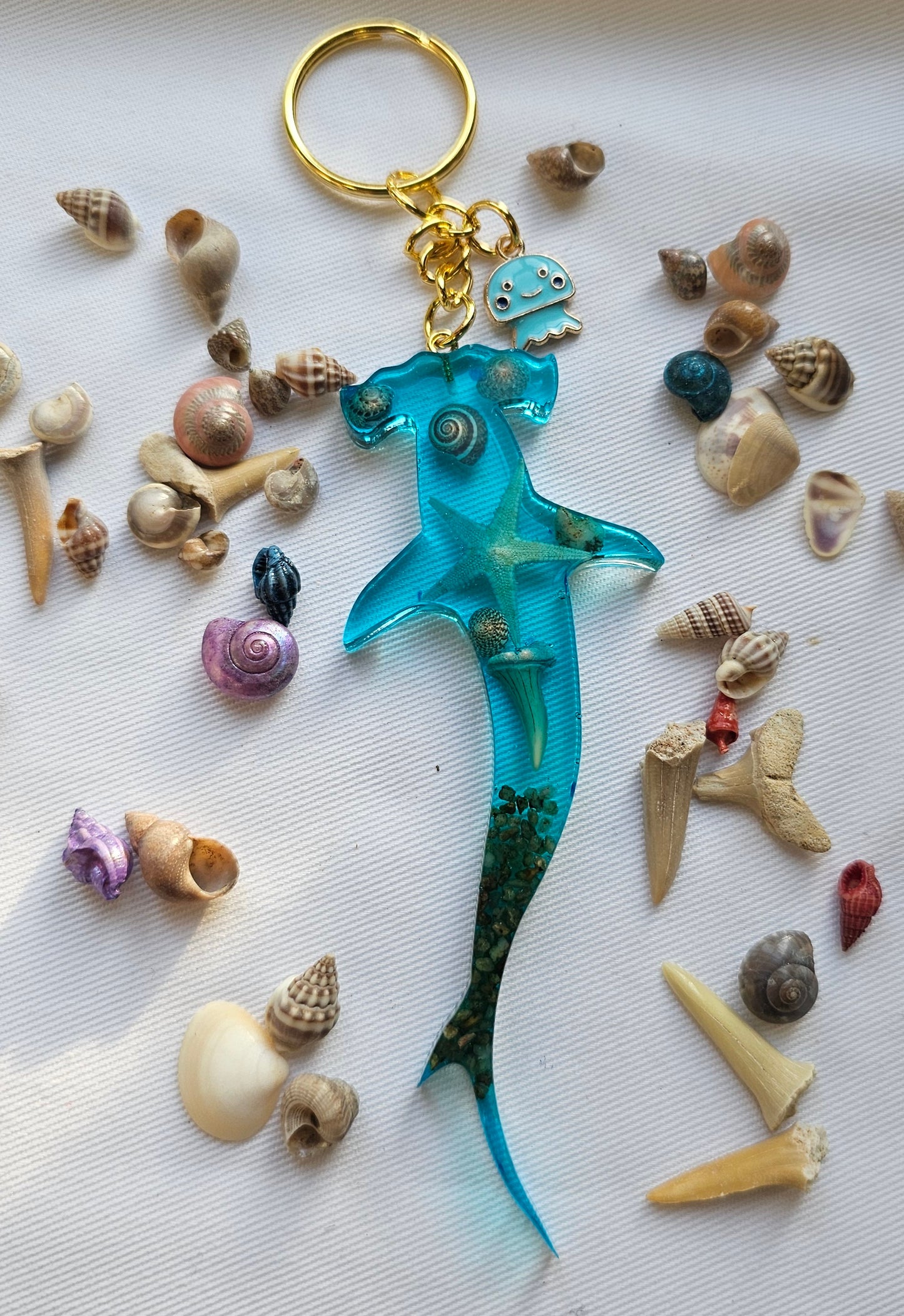 Resin Shark keychain/ with ocean theme beach gift