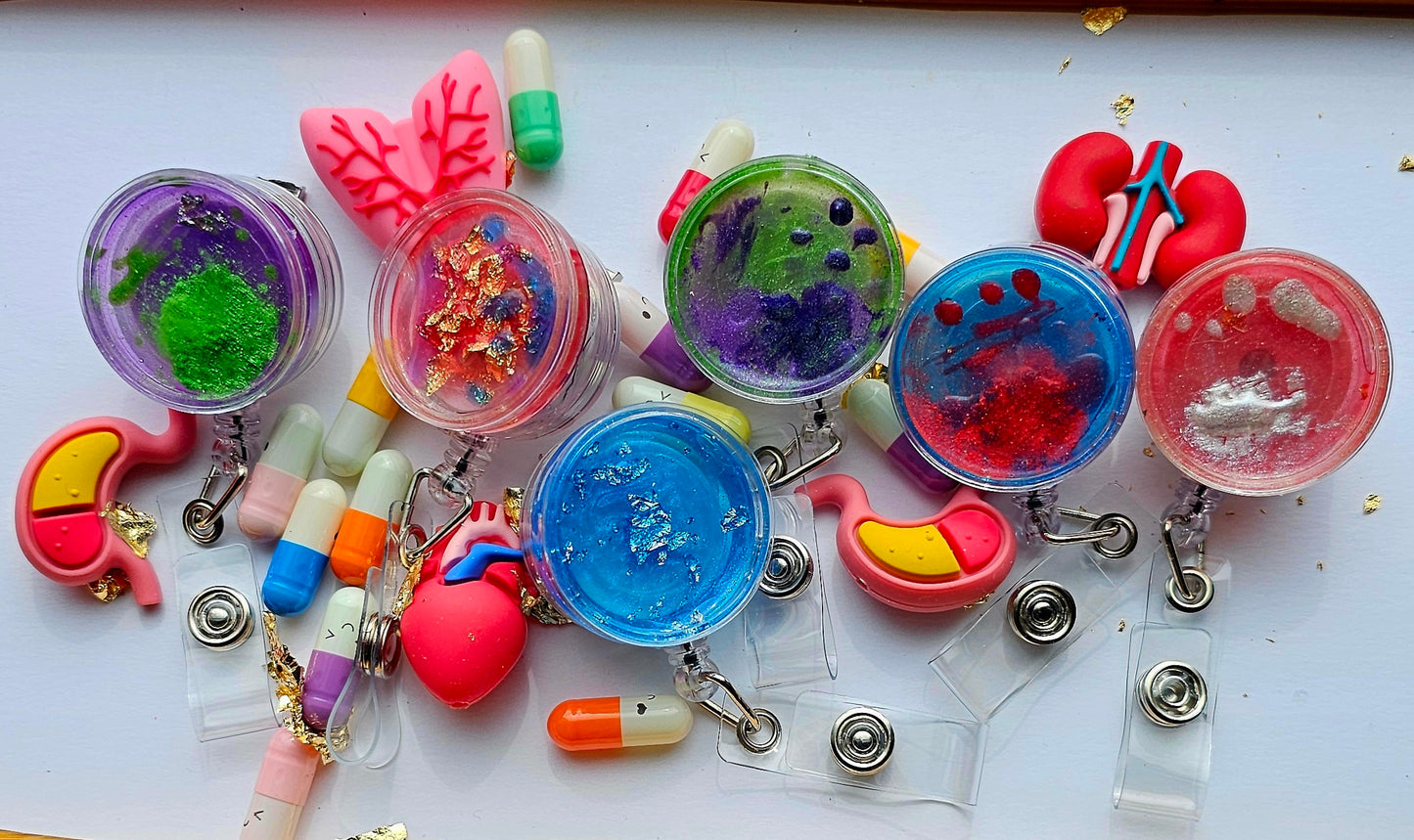 Petri dish badge reel