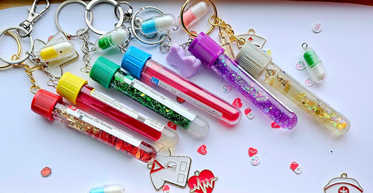 Phlebotomist lab tube keychains/ Blood collection tubes custom medicine, doctor, veterinary,vet lab week