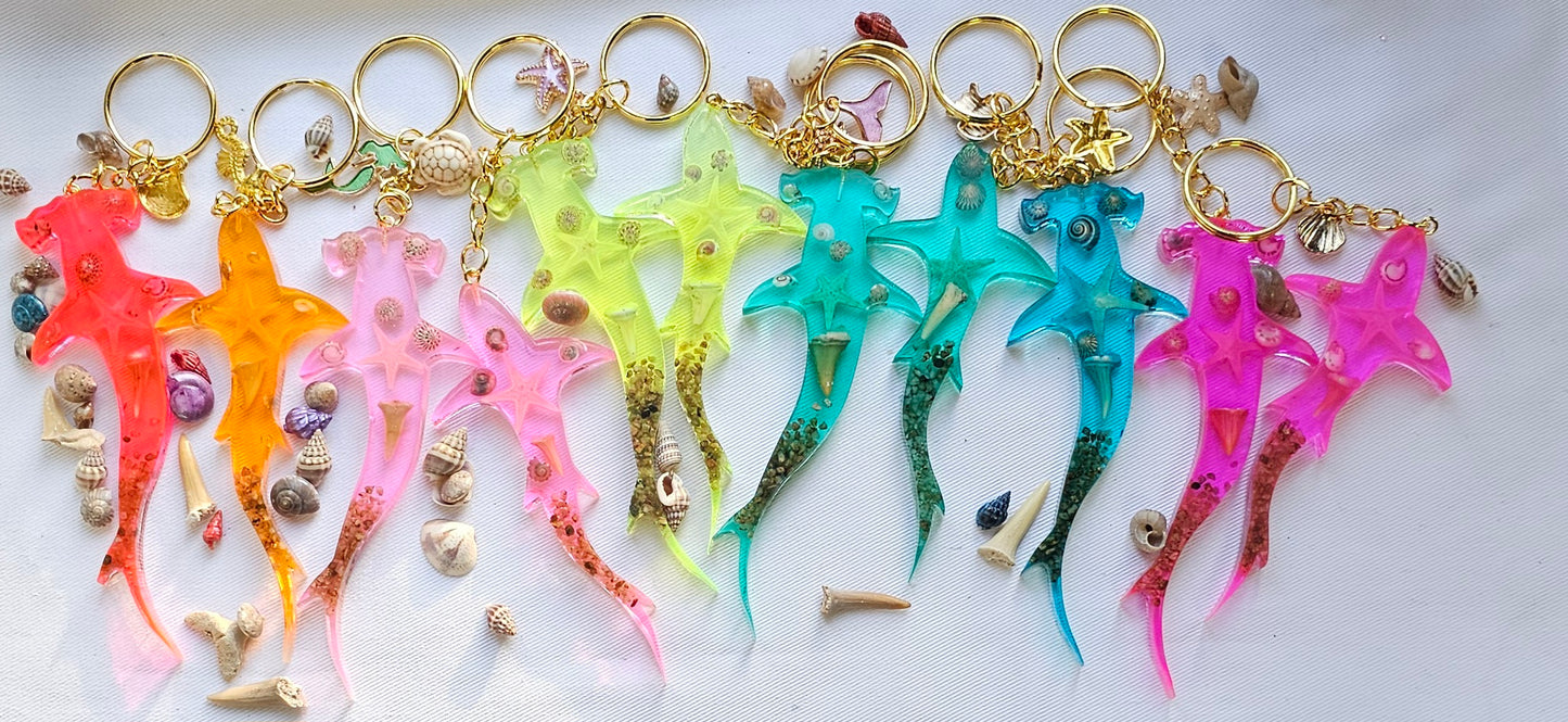 Resin Shark keychain/ with ocean theme beach gift