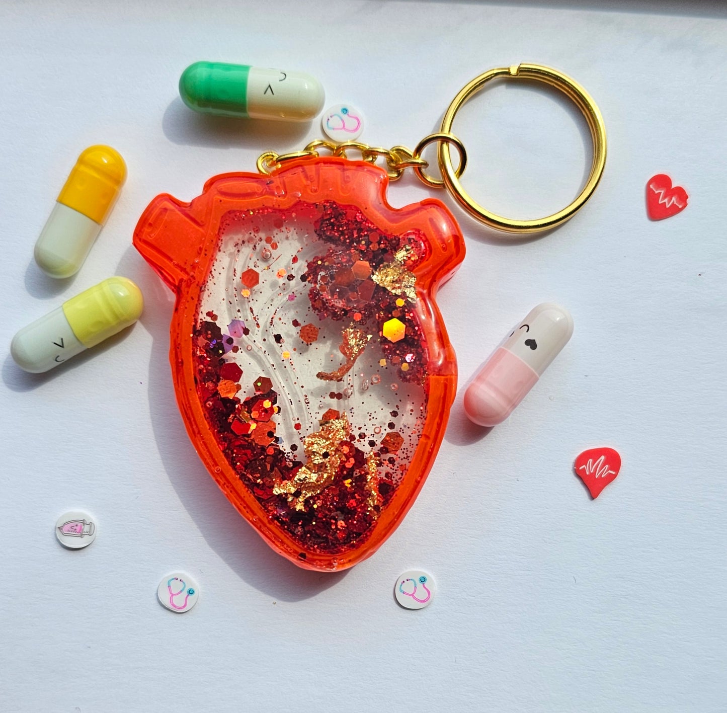 Medical themed resin shaker keychains