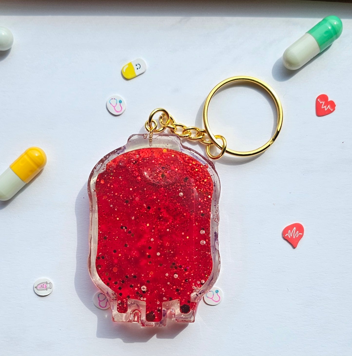 Medical themed resin shaker keychains